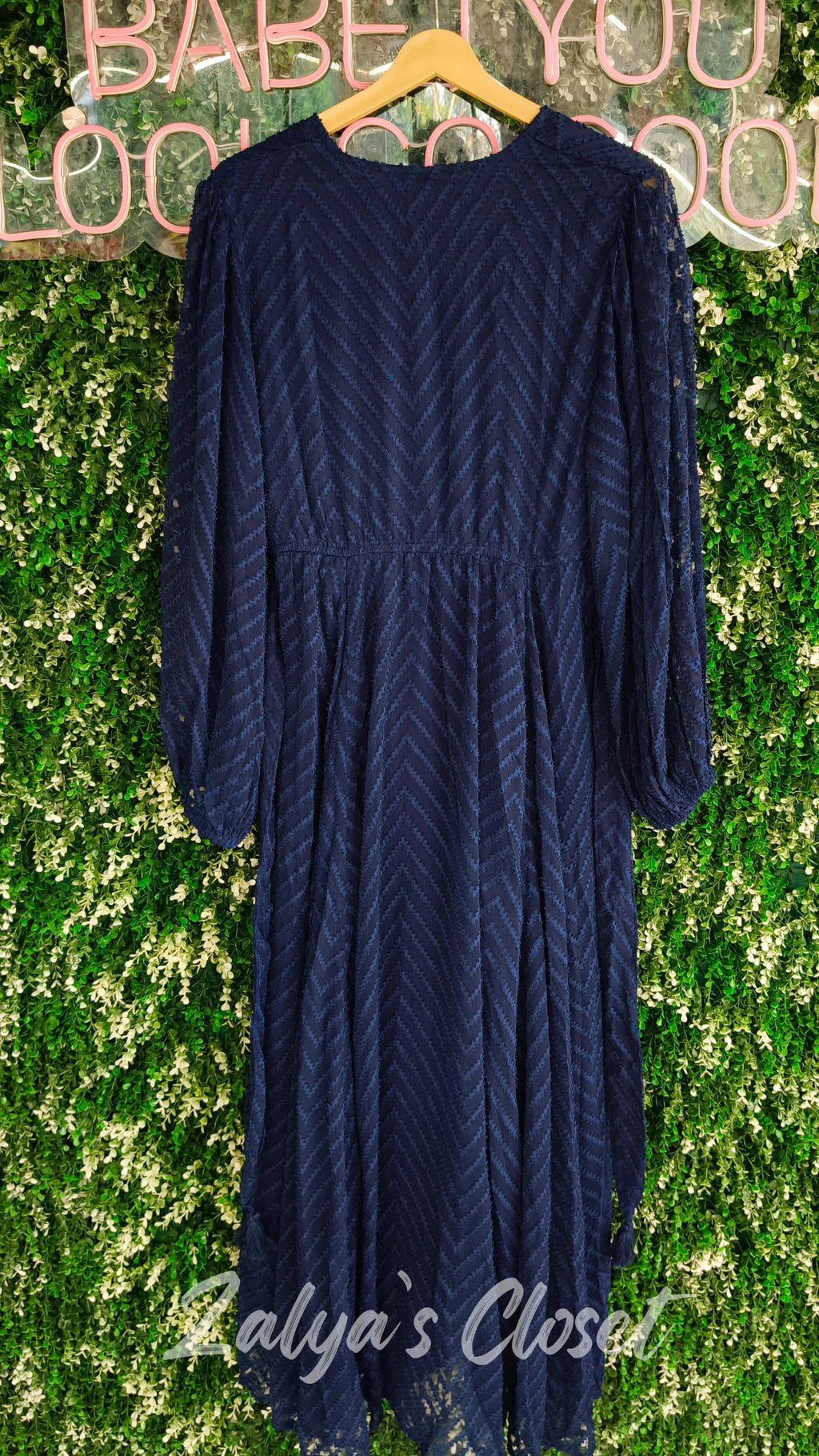 Navy Chevron Dobby Wrap Maxi