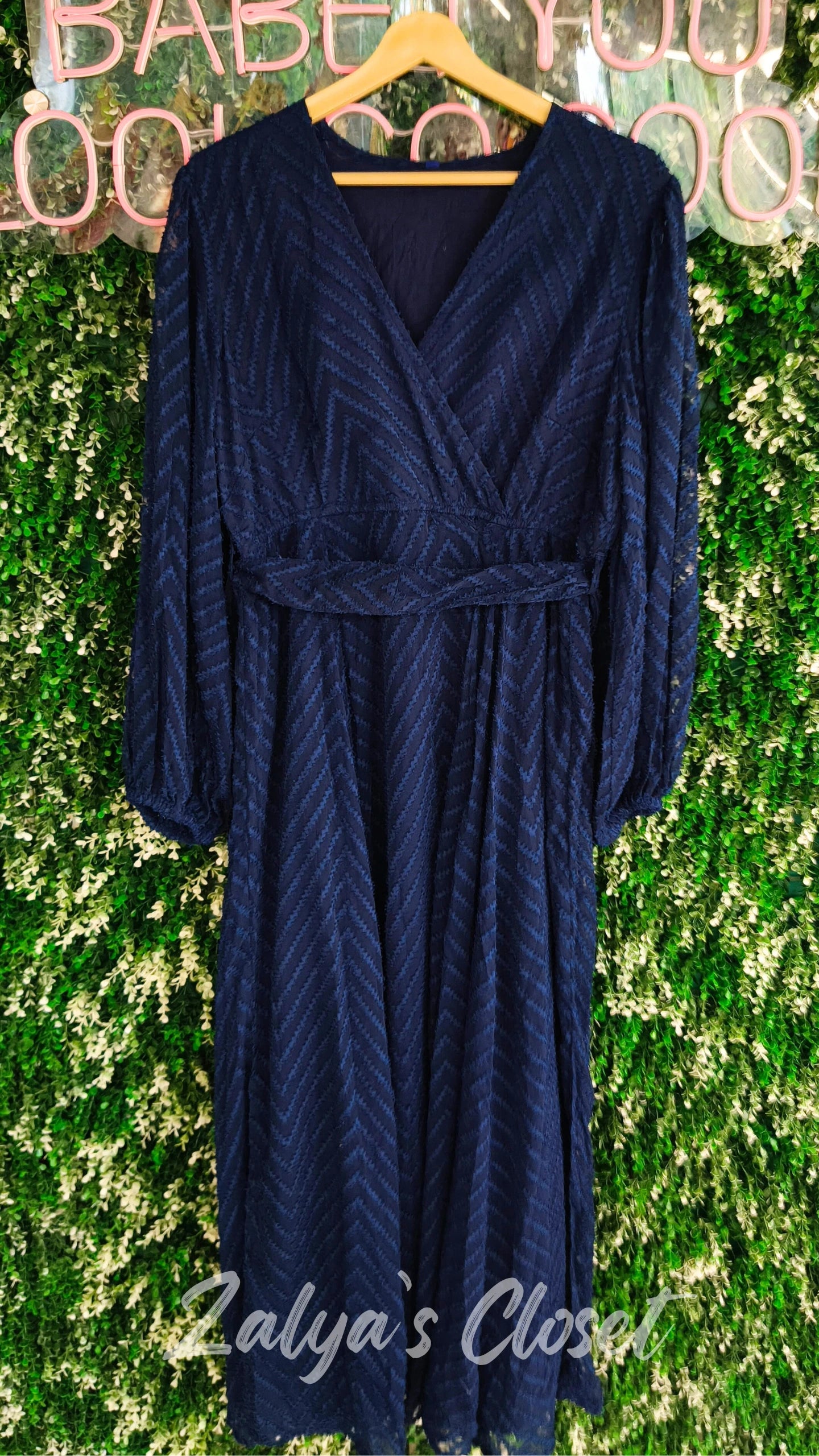 Navy Chevron Dobby Wrap Maxi