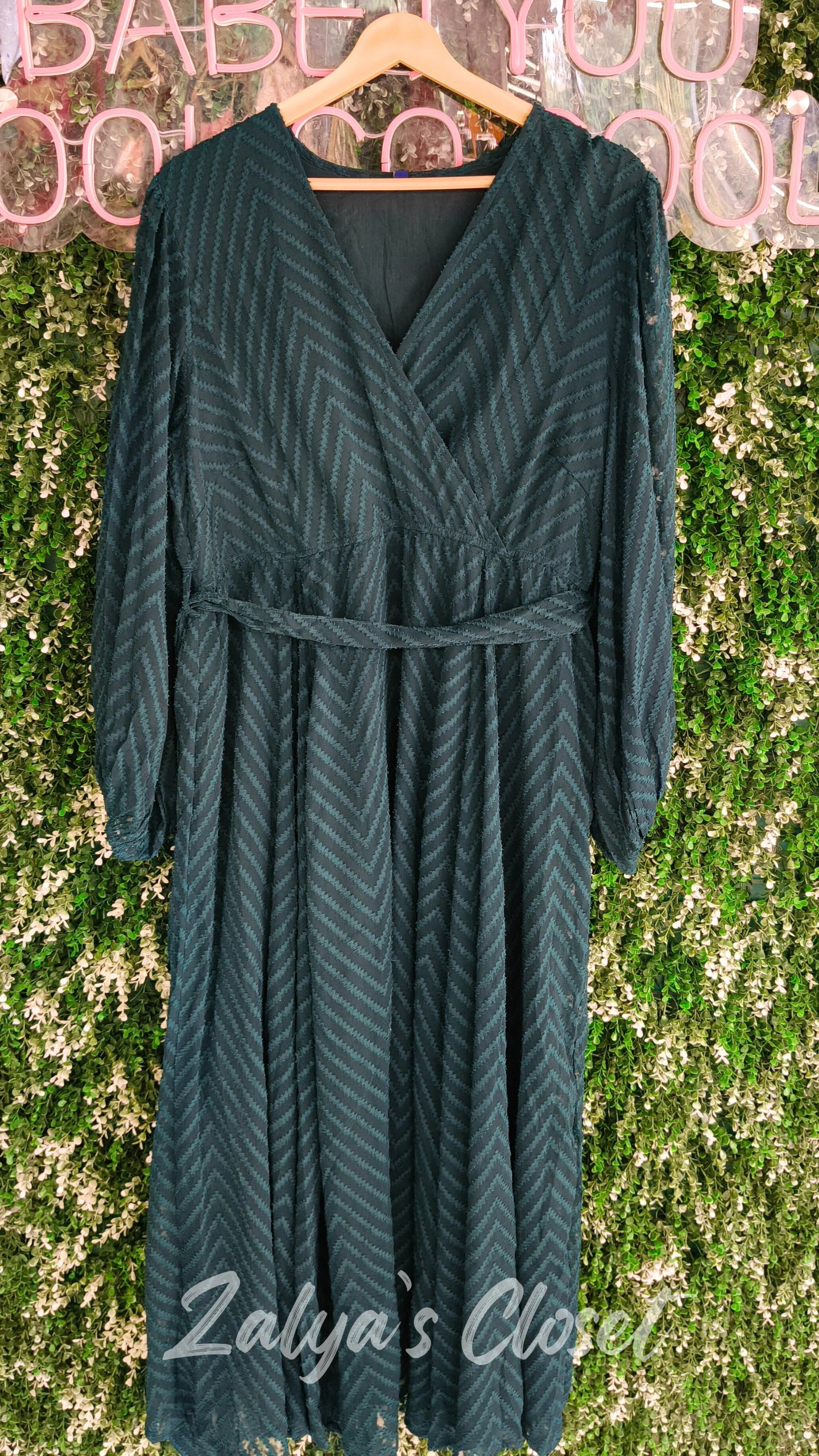 Navy Chevron Dobby Wrap Maxi