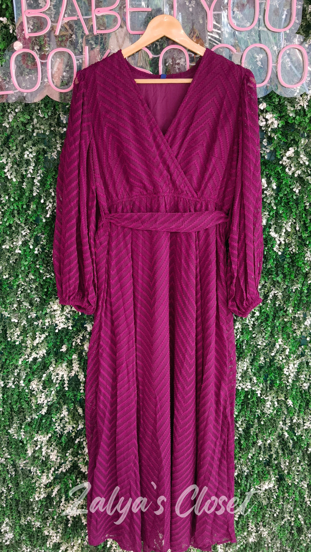 Navy Chevron Dobby Wrap Maxi