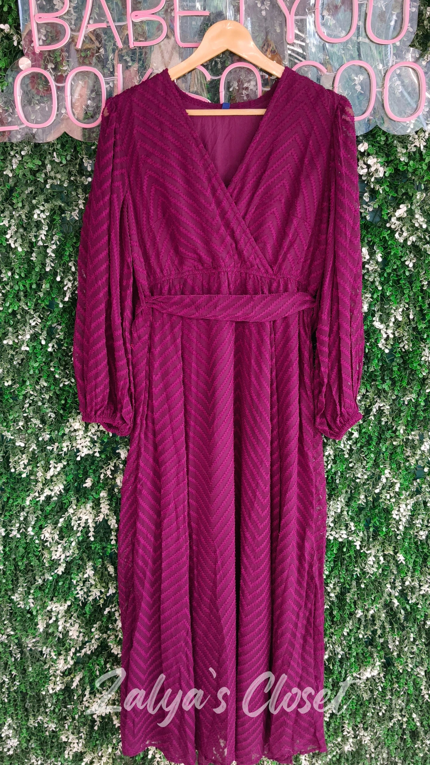 Navy Chevron Dobby Wrap Maxi