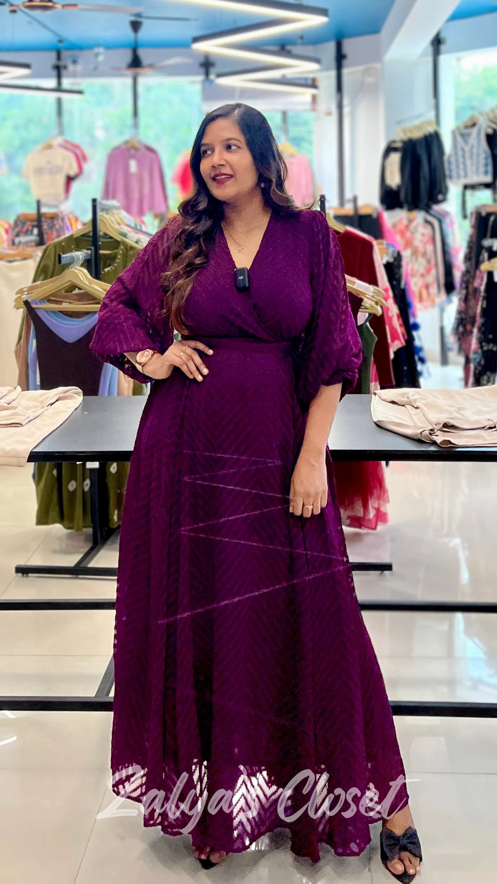 Navy Chevron Dobby Wrap Maxi