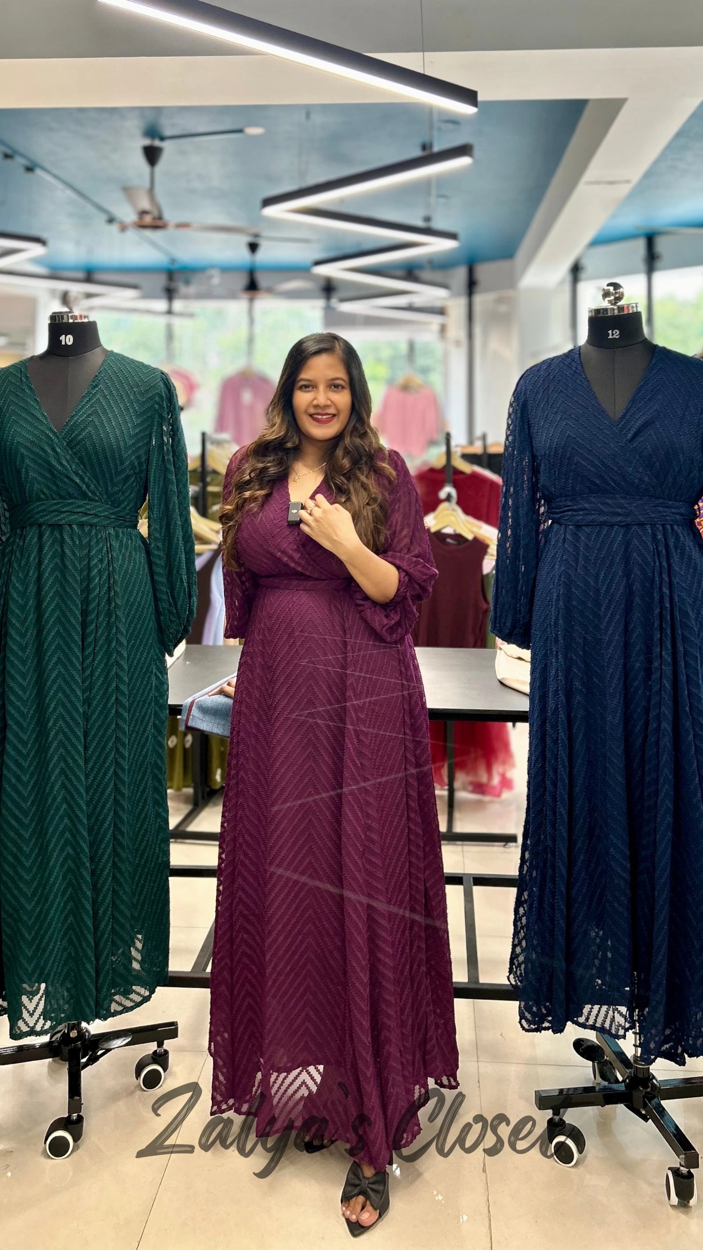 Navy Chevron Dobby Wrap Maxi