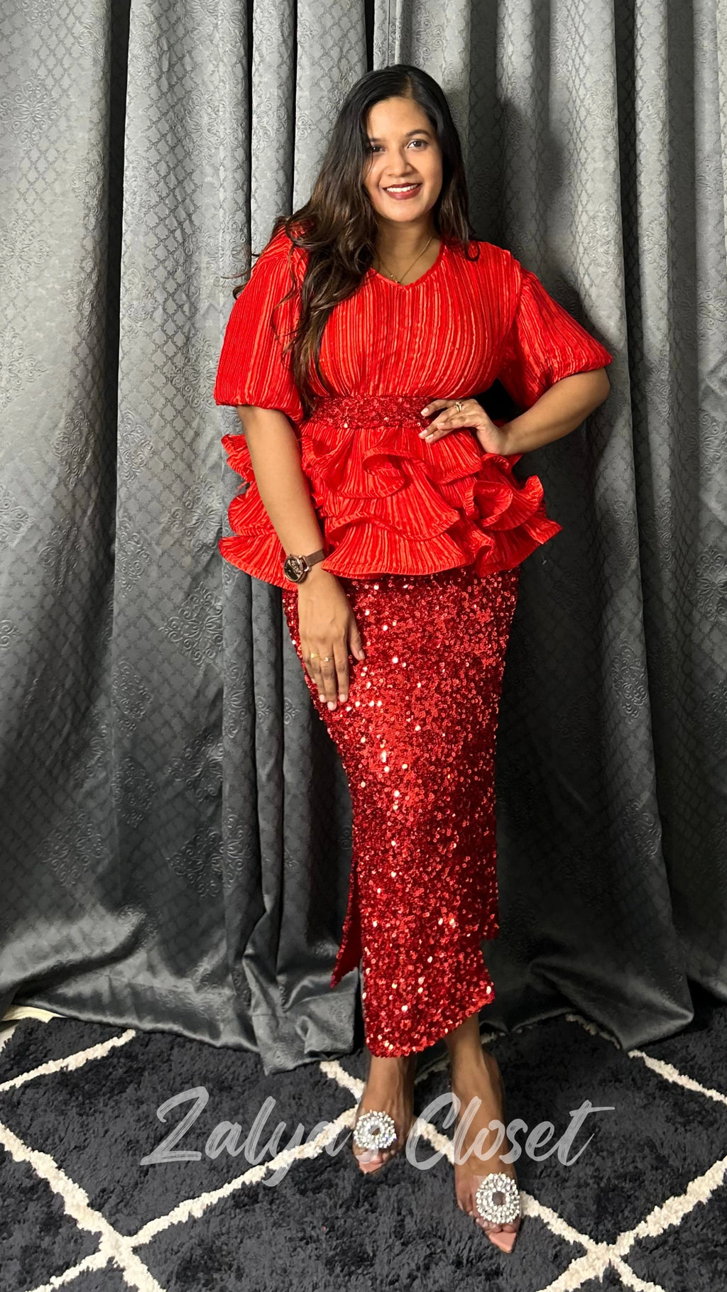 Peplum Style Top and Skirt Co-ord Set