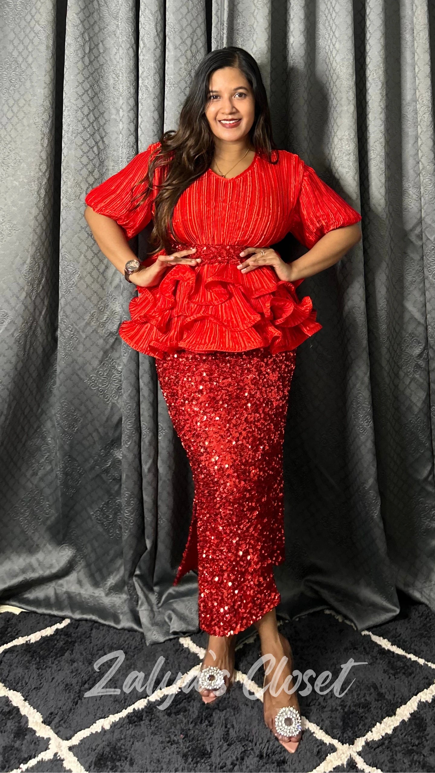 Peplum Style Top and Skirt Co-ord Set