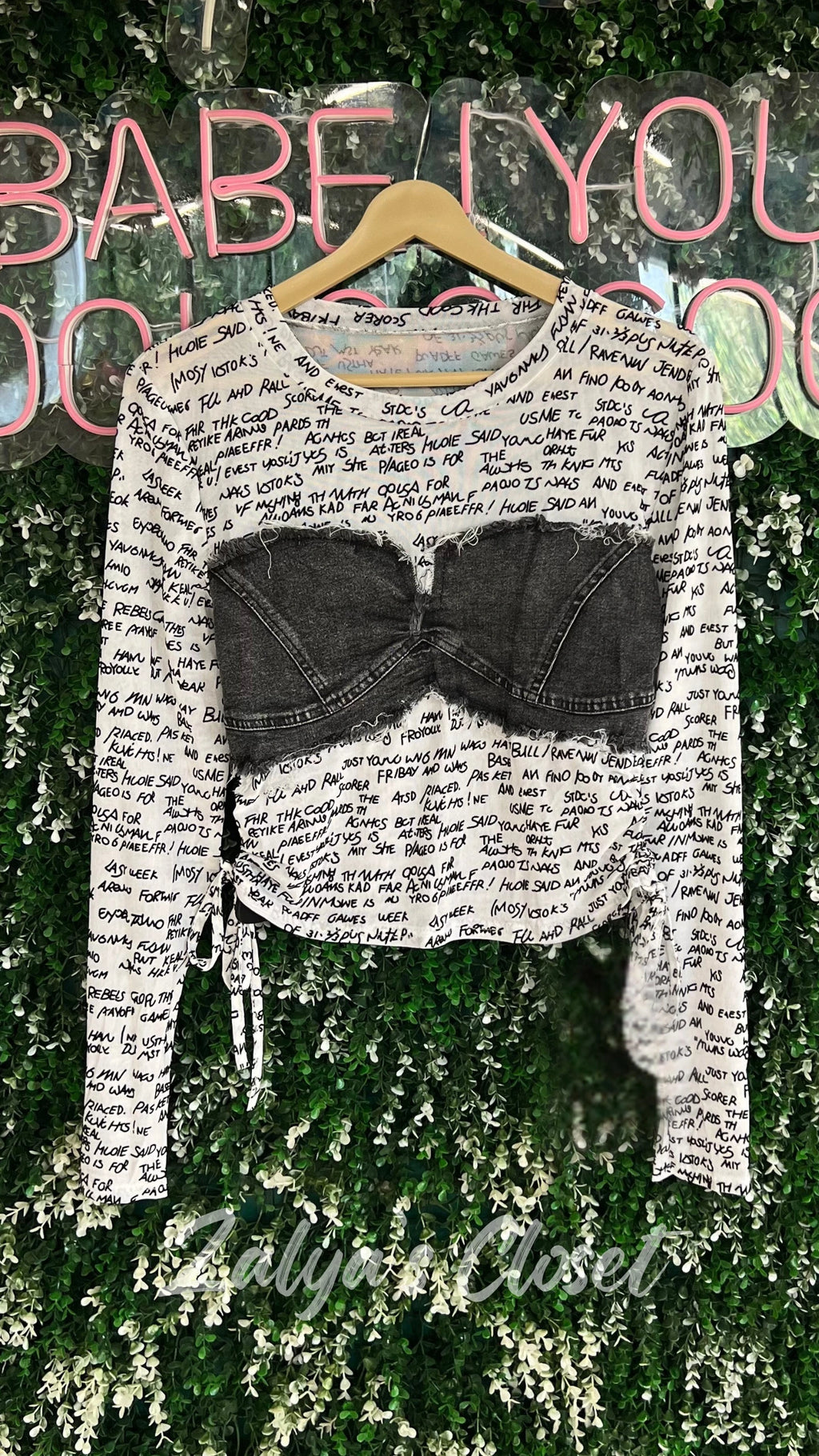 Powernet Fabric With Denim Patch Design Top