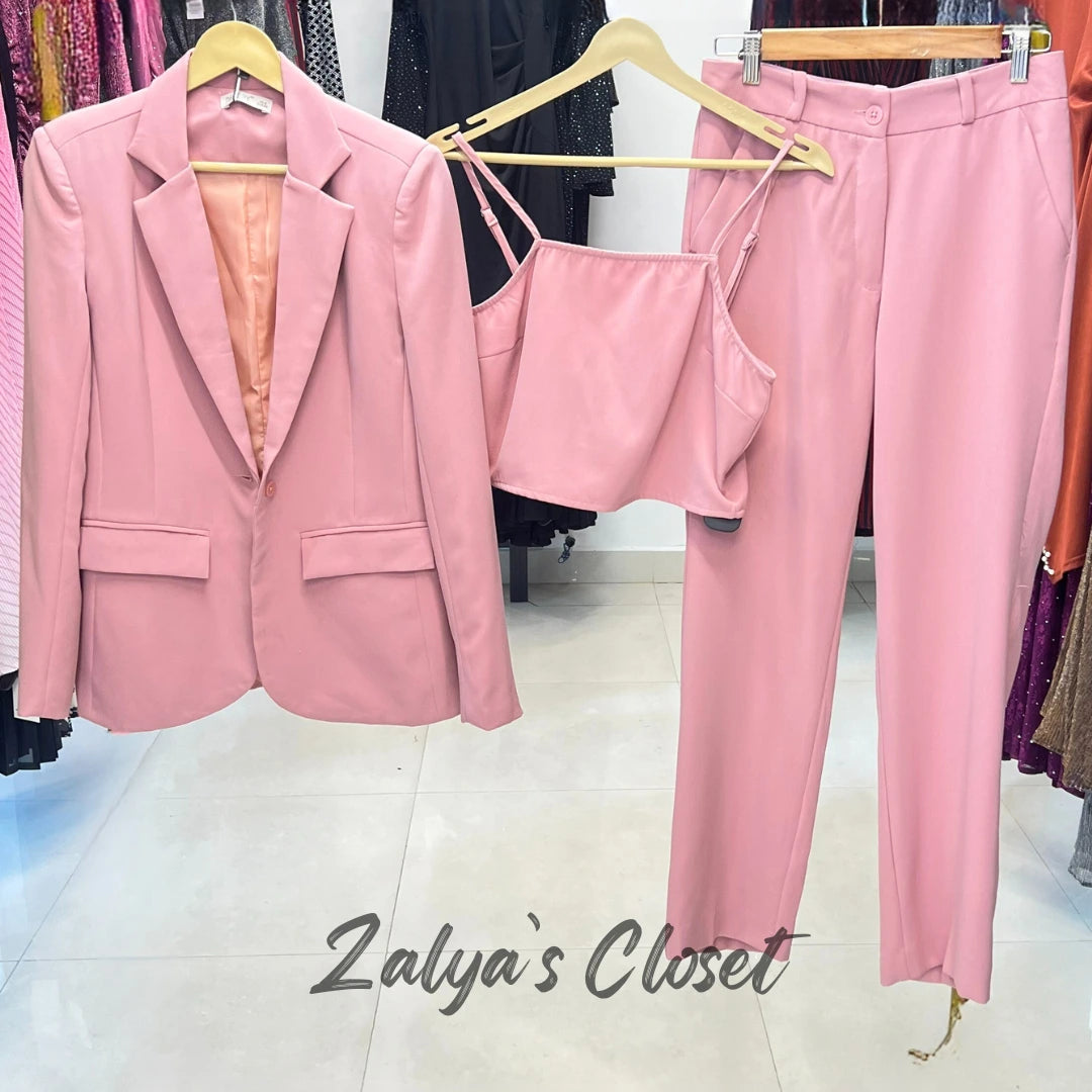 Premium 3pcs Blazer Suit set Pink