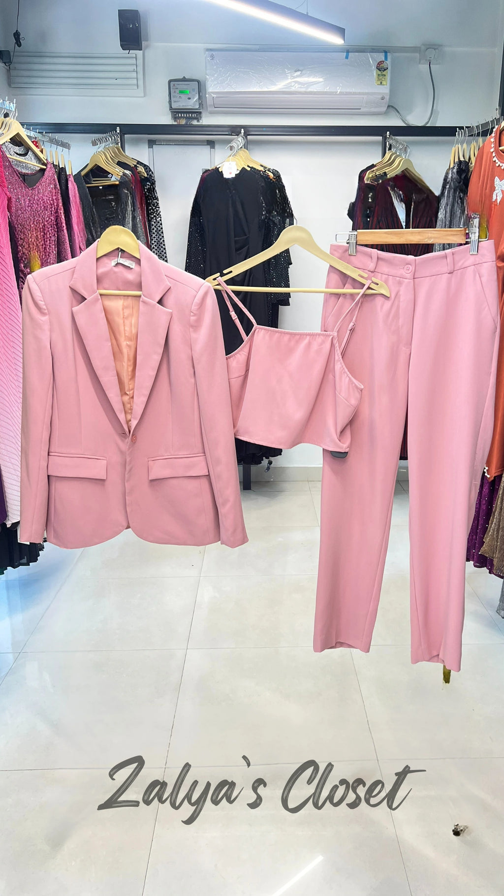 Premium 3pcs Blazer Suit set Pink