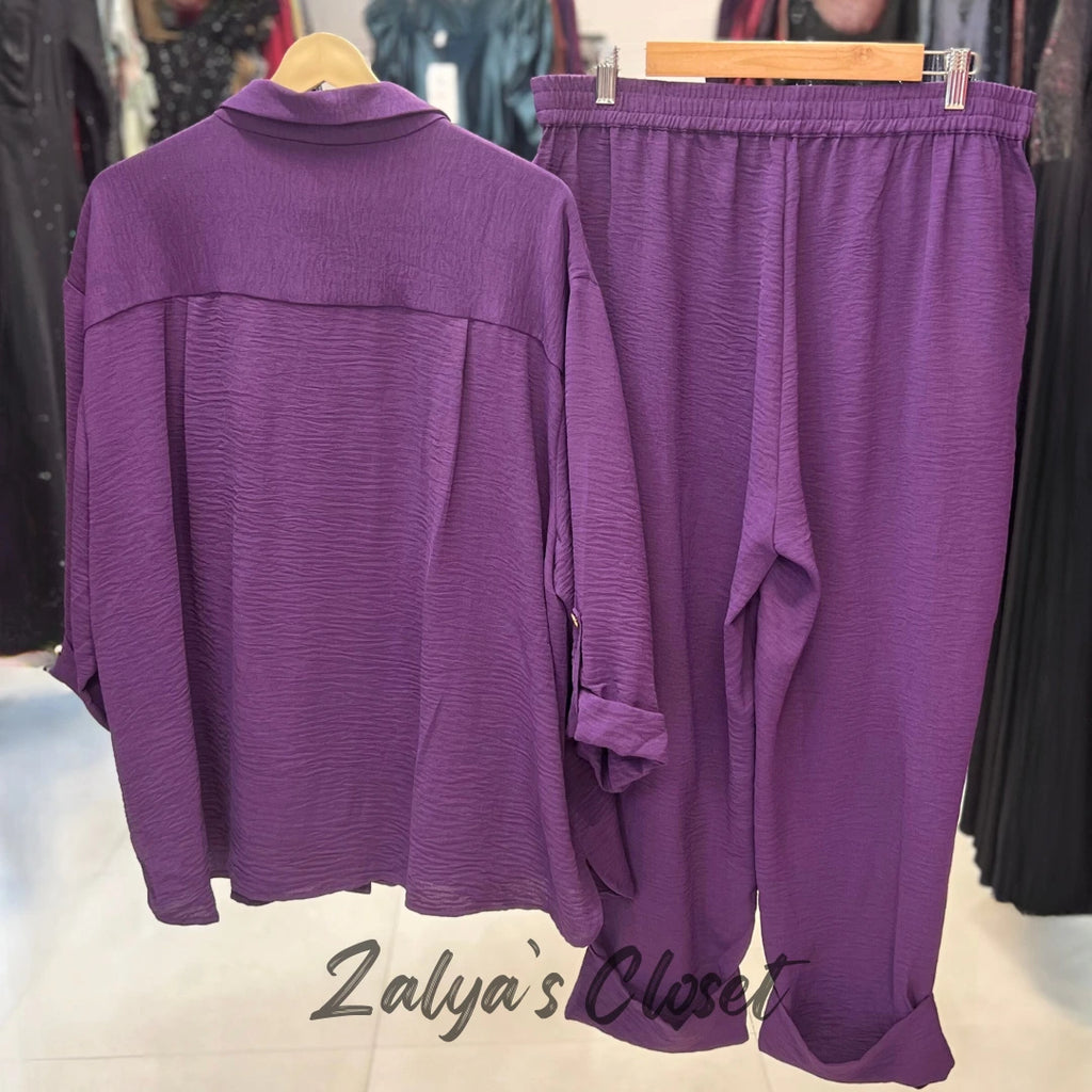 Purple Dual Pocket Shirt Co-ord Set