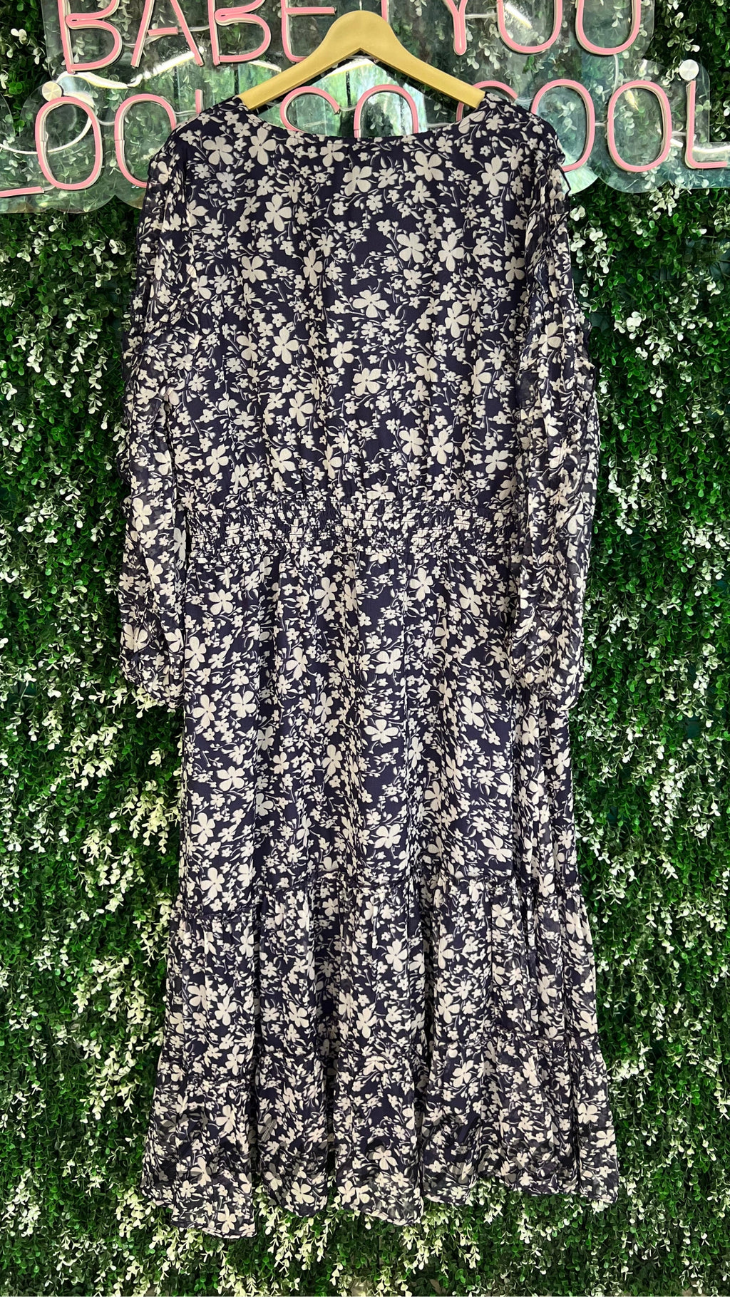 Purple Floral Print Ruffle Detailed Dress