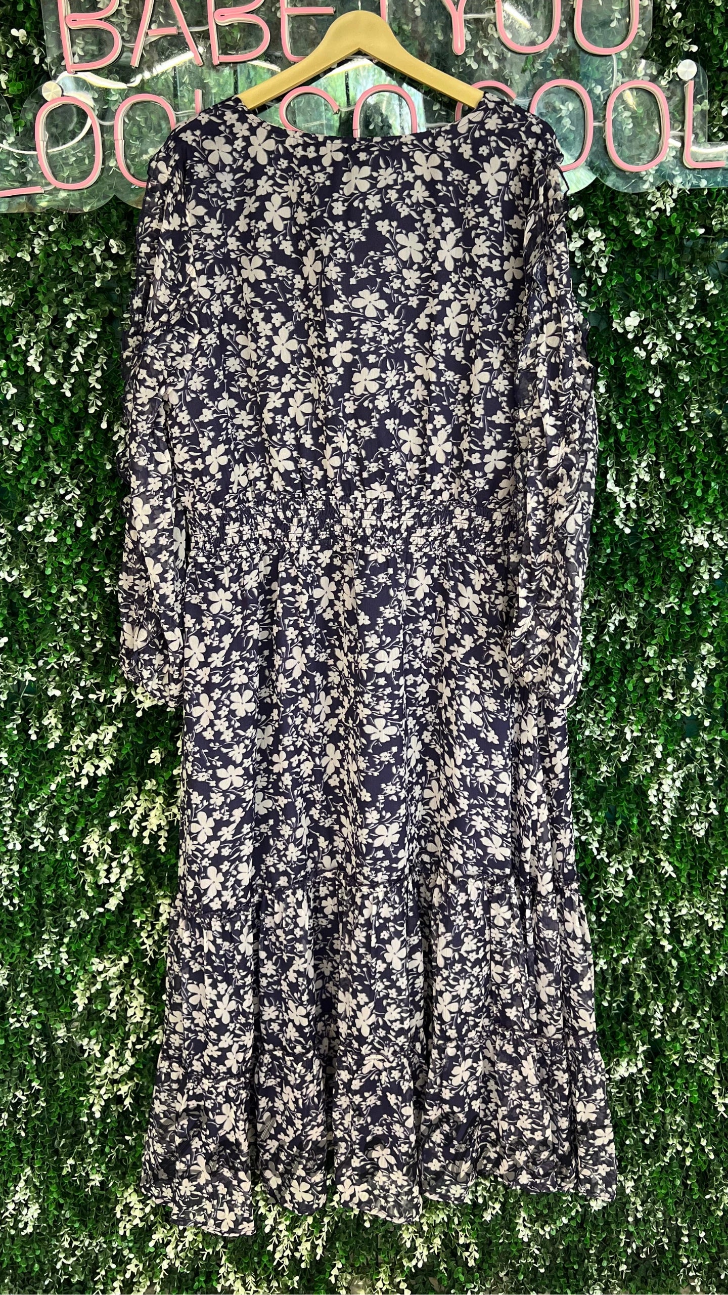 Purple Floral Print Ruffle Detailed Dress