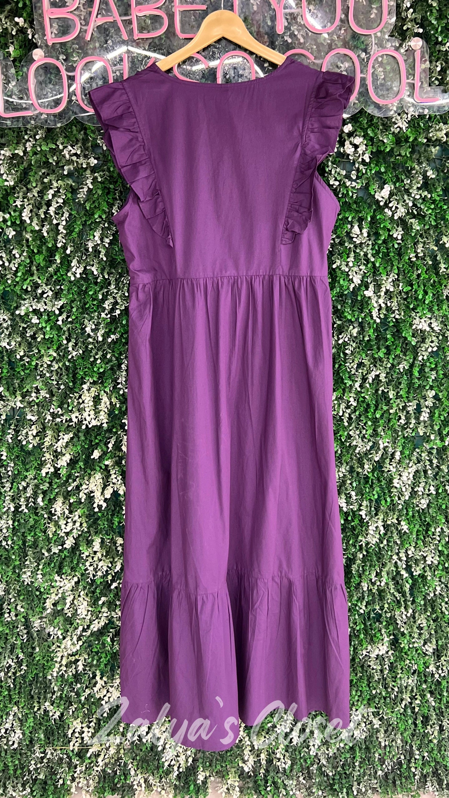 Purple Regular Fit Solid Dress