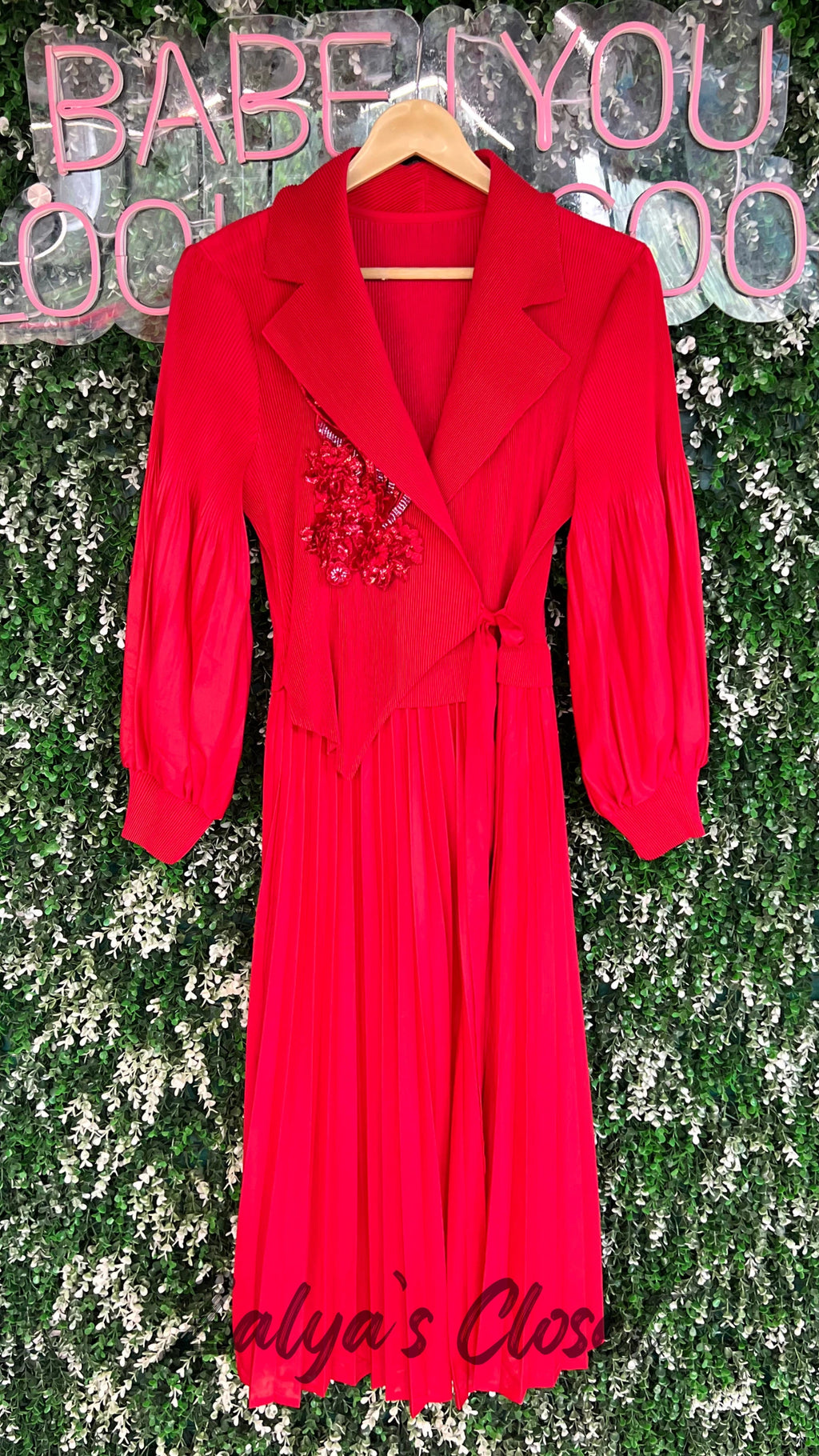 Red Imported Magic Dress with Work On One Side