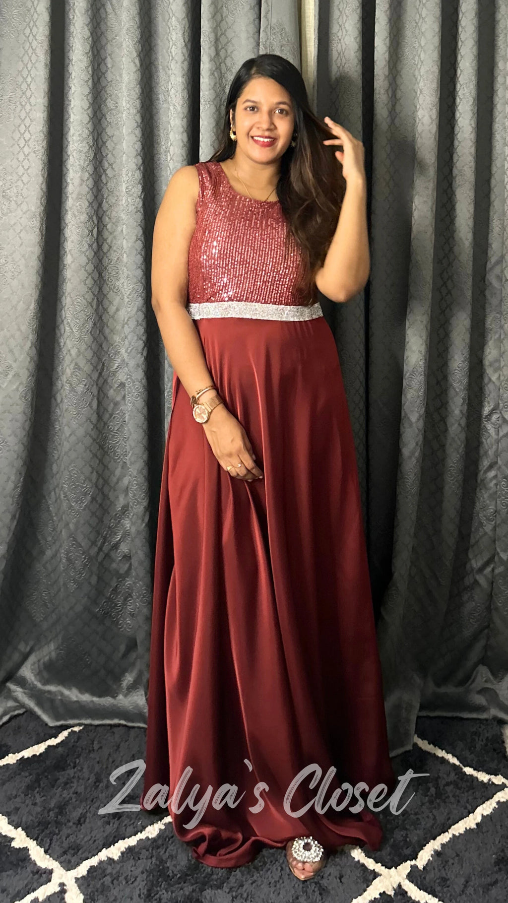 Satin Half Work Party Wear Dress