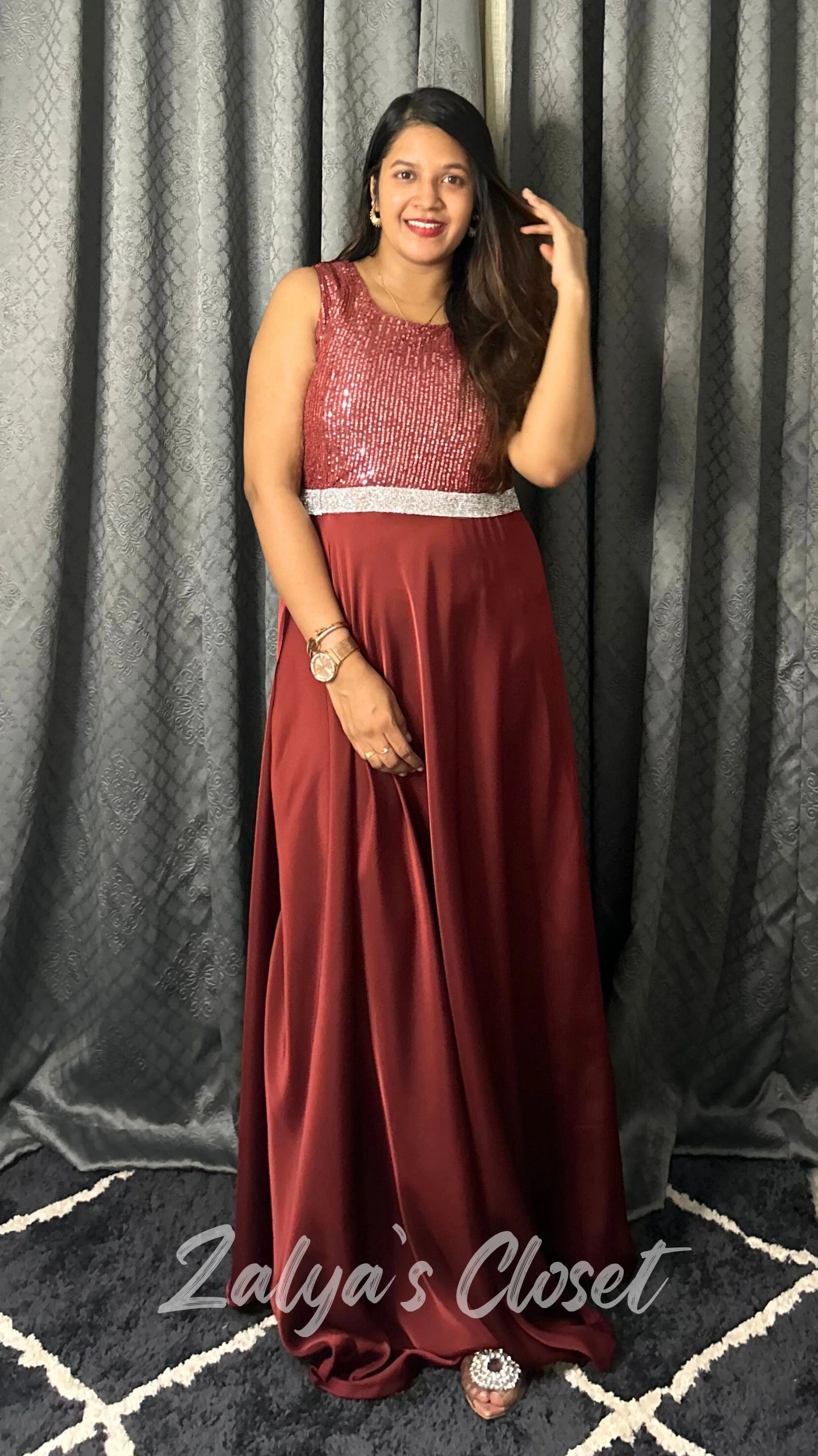 Satin Half Work Party Wear Dress