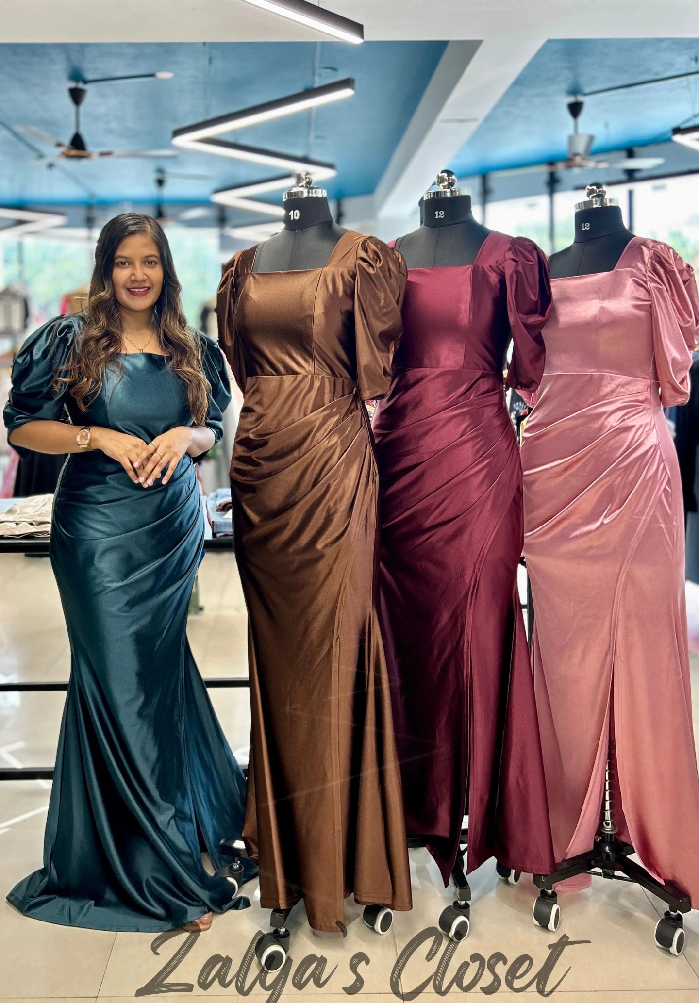 Satin Long Party Wear Gown