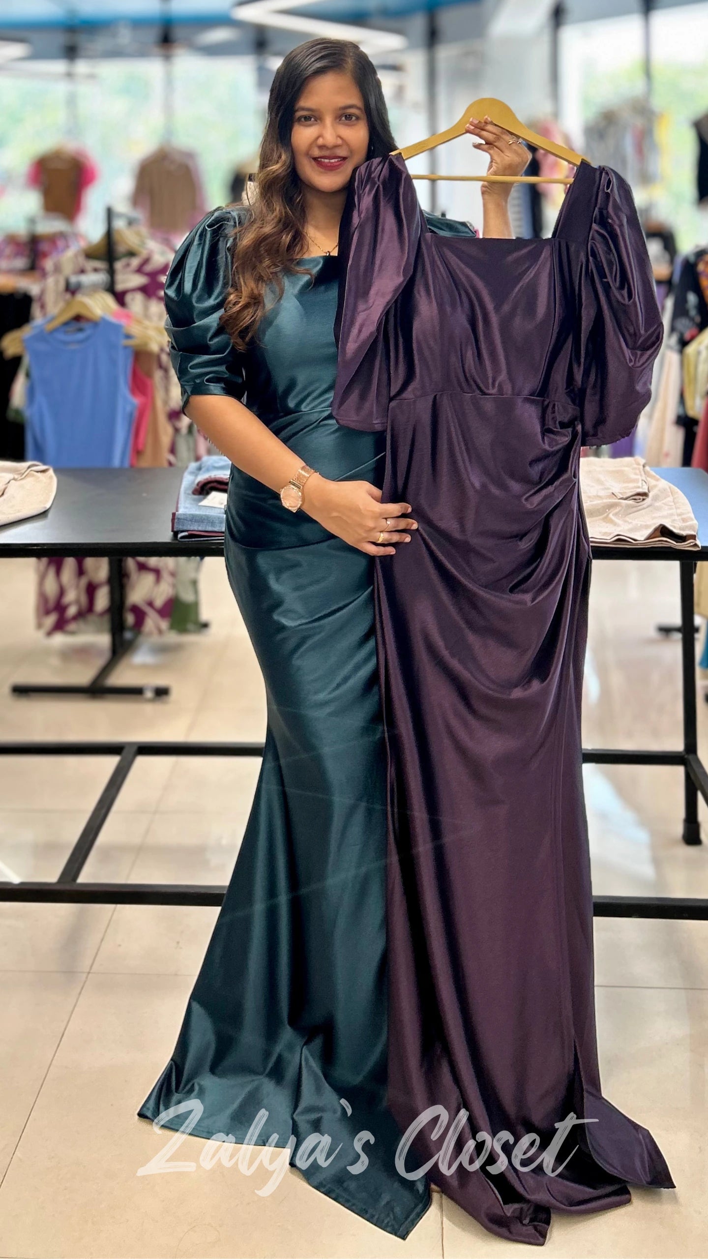 Satin Long Party Wear Gown