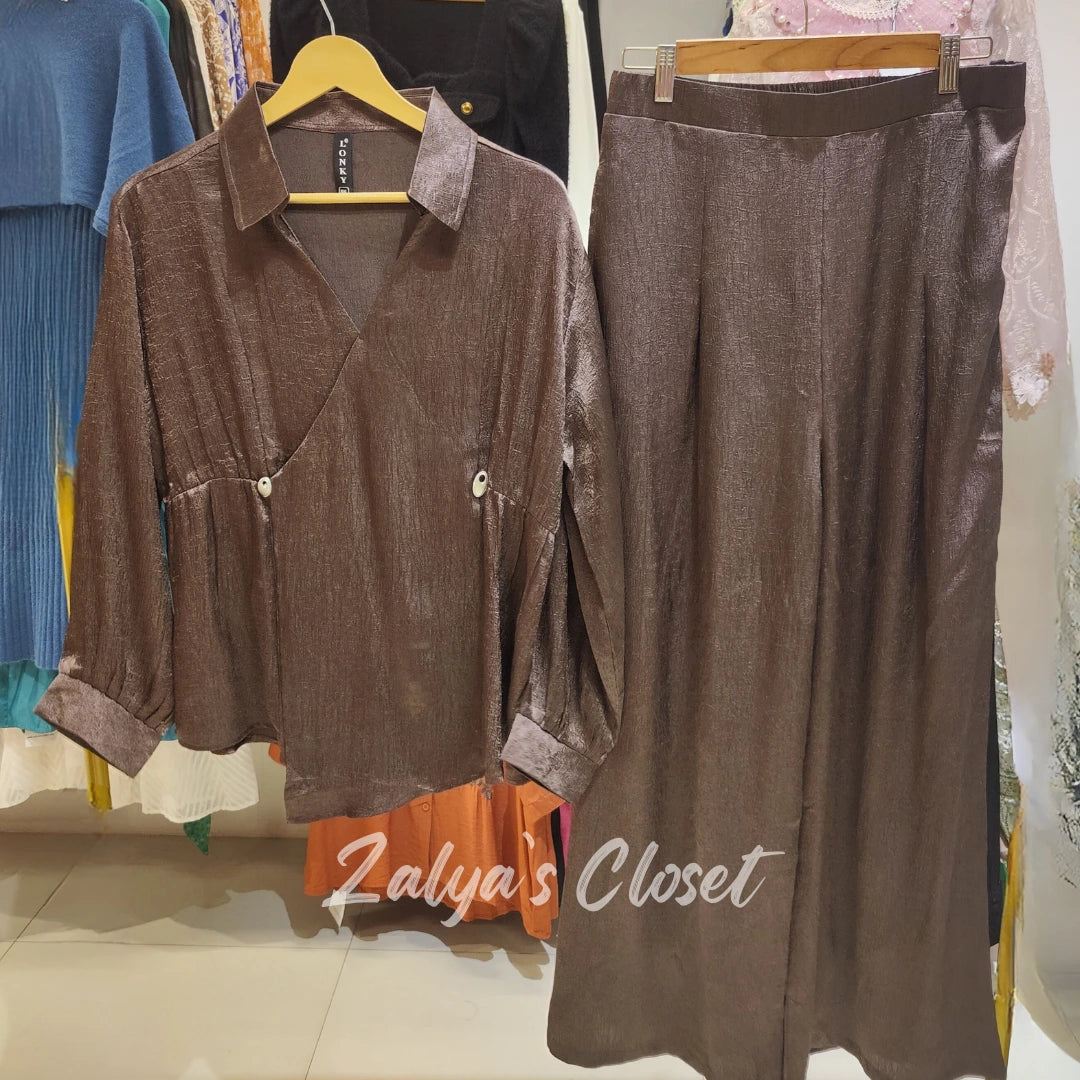 Satin Peplum Style Top & Pant set