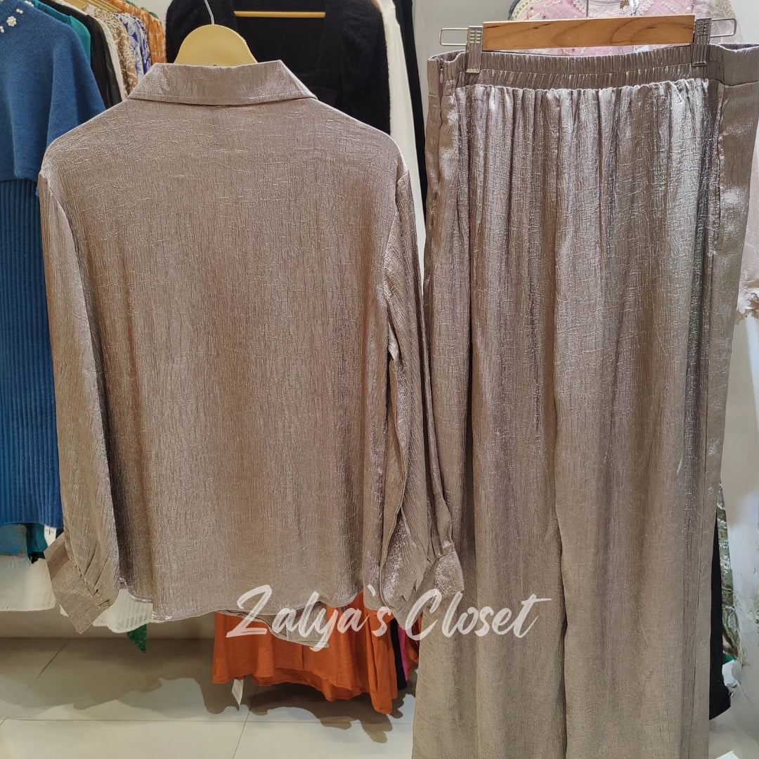 Satin Peplum Style Top & Pant set