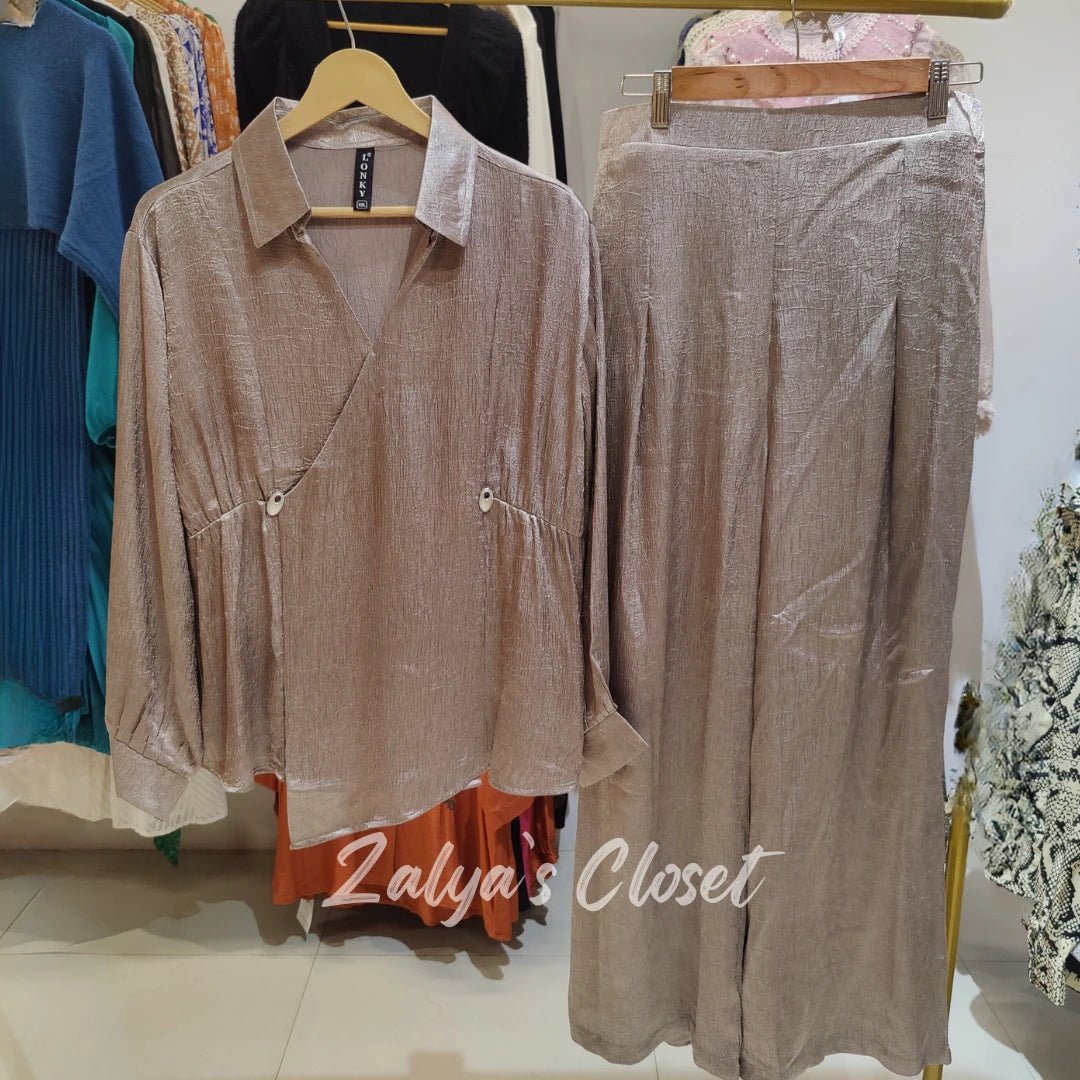 Satin Peplum Style Top & Pant set