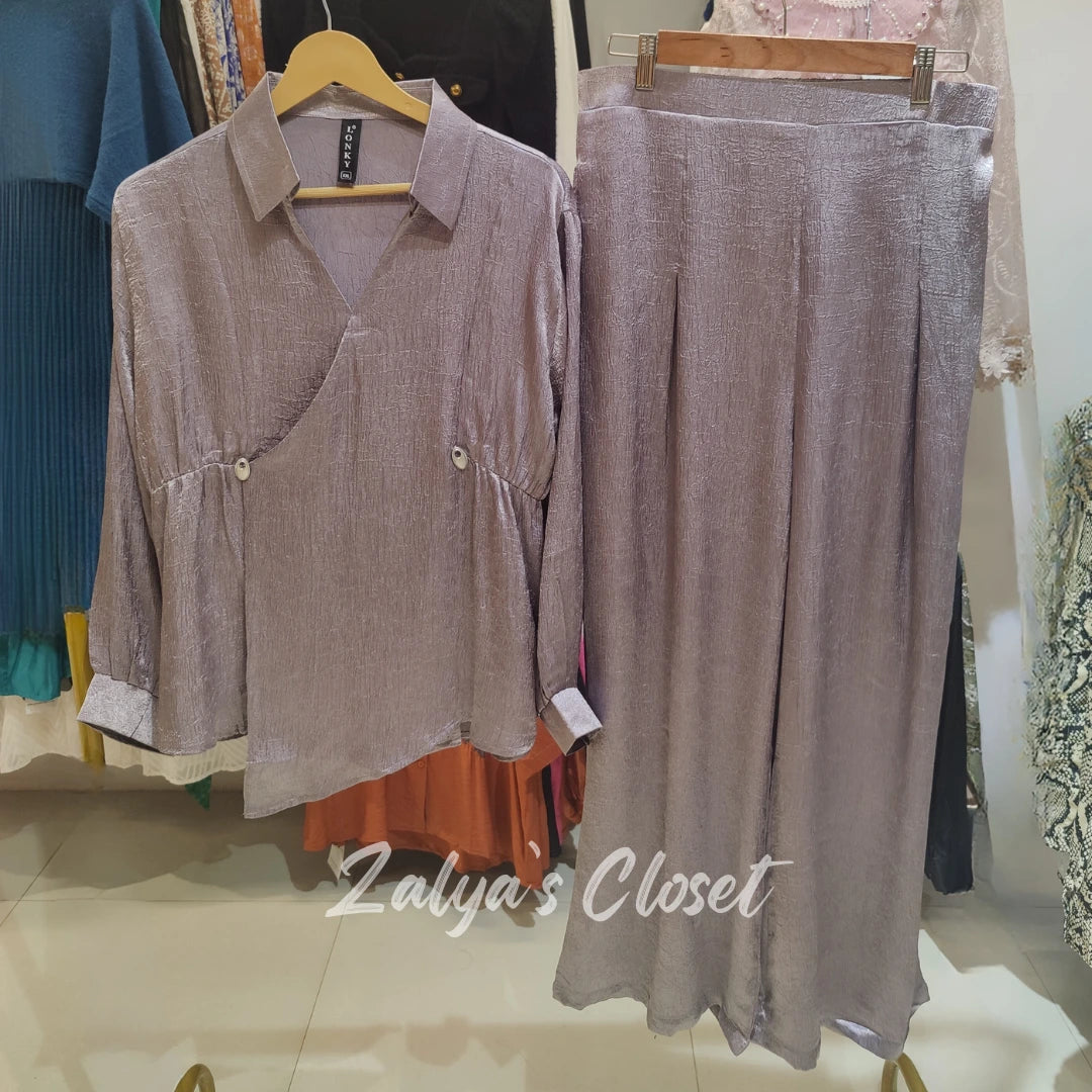 Satin Peplum Style Top & Pant set