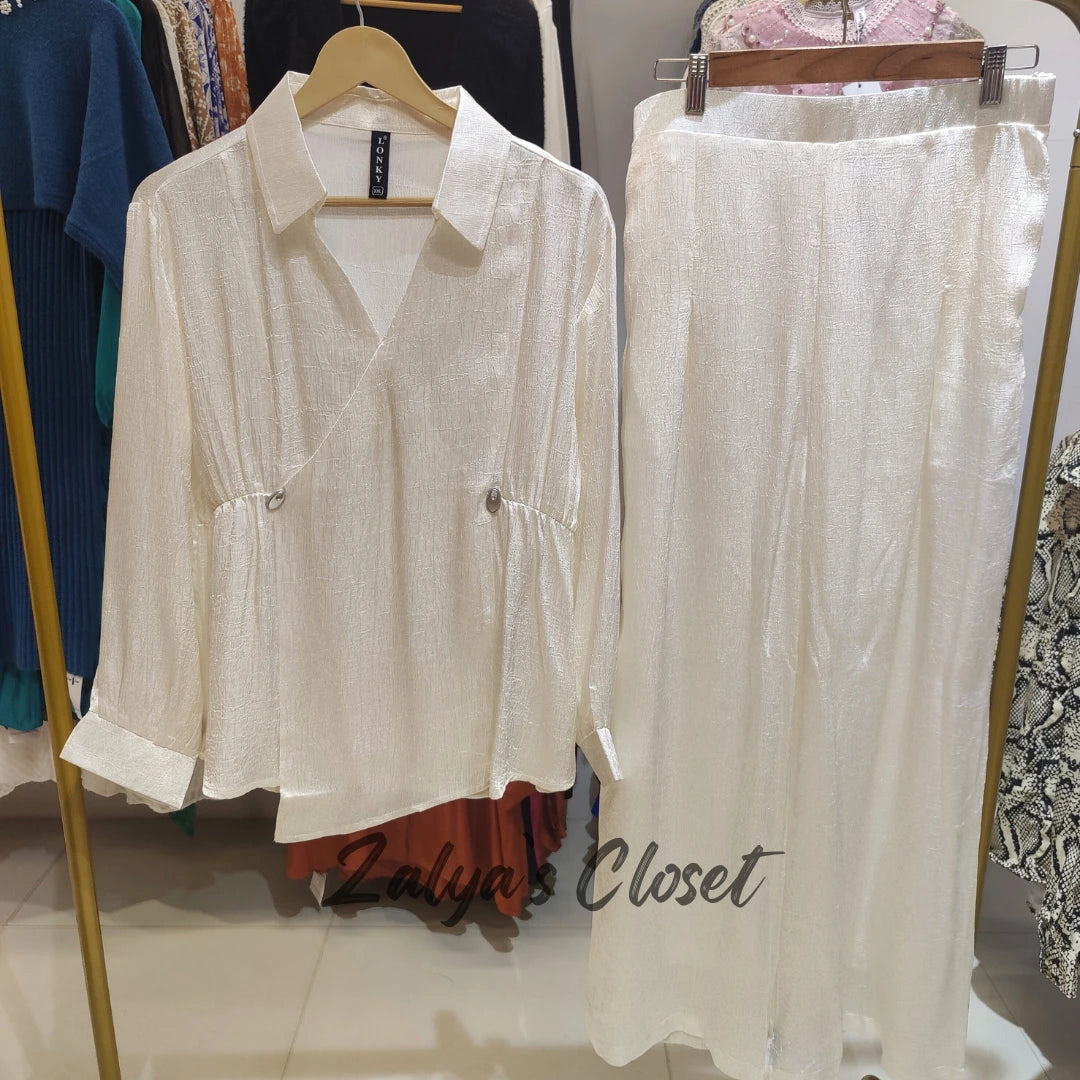 Satin Peplum Style Top & Pant set