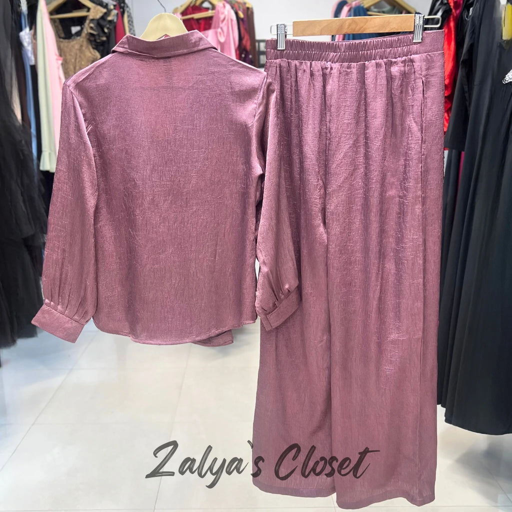 Satin Peplum Style Top & Pant set