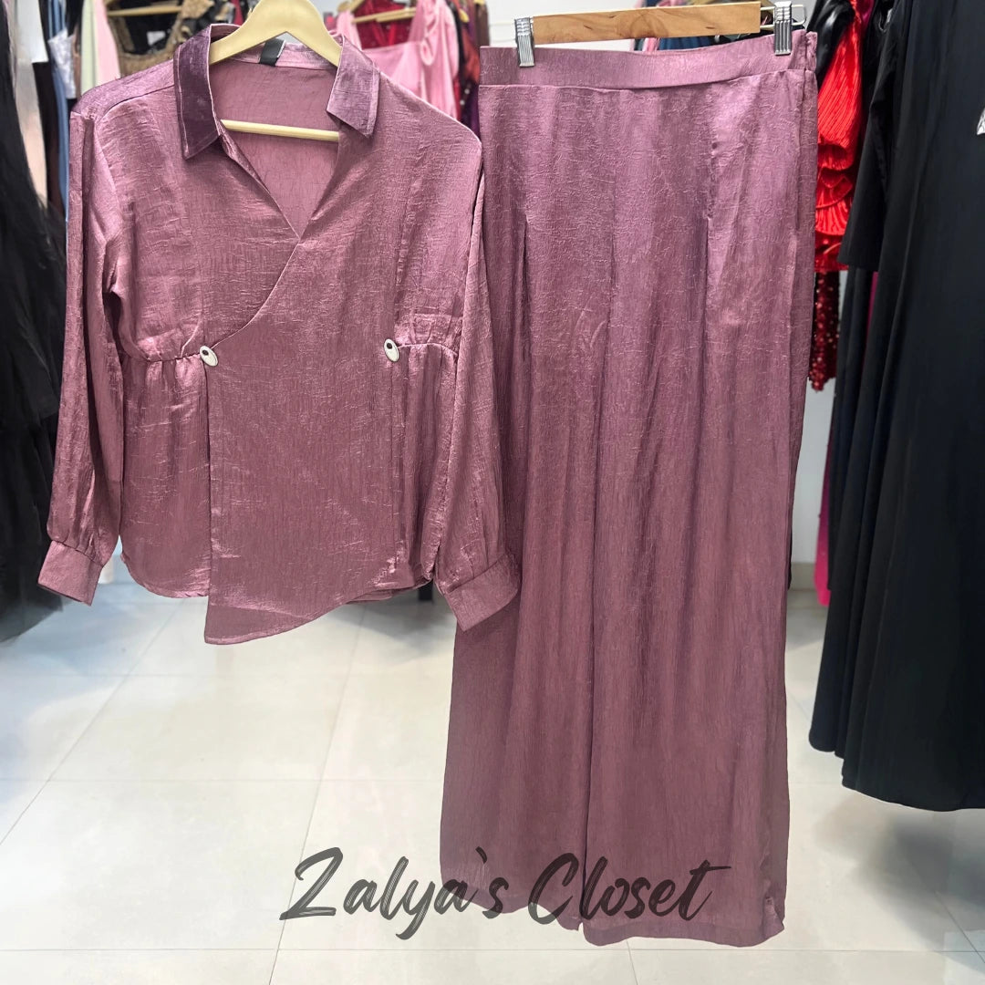 Satin Peplum Style Top & Pant set