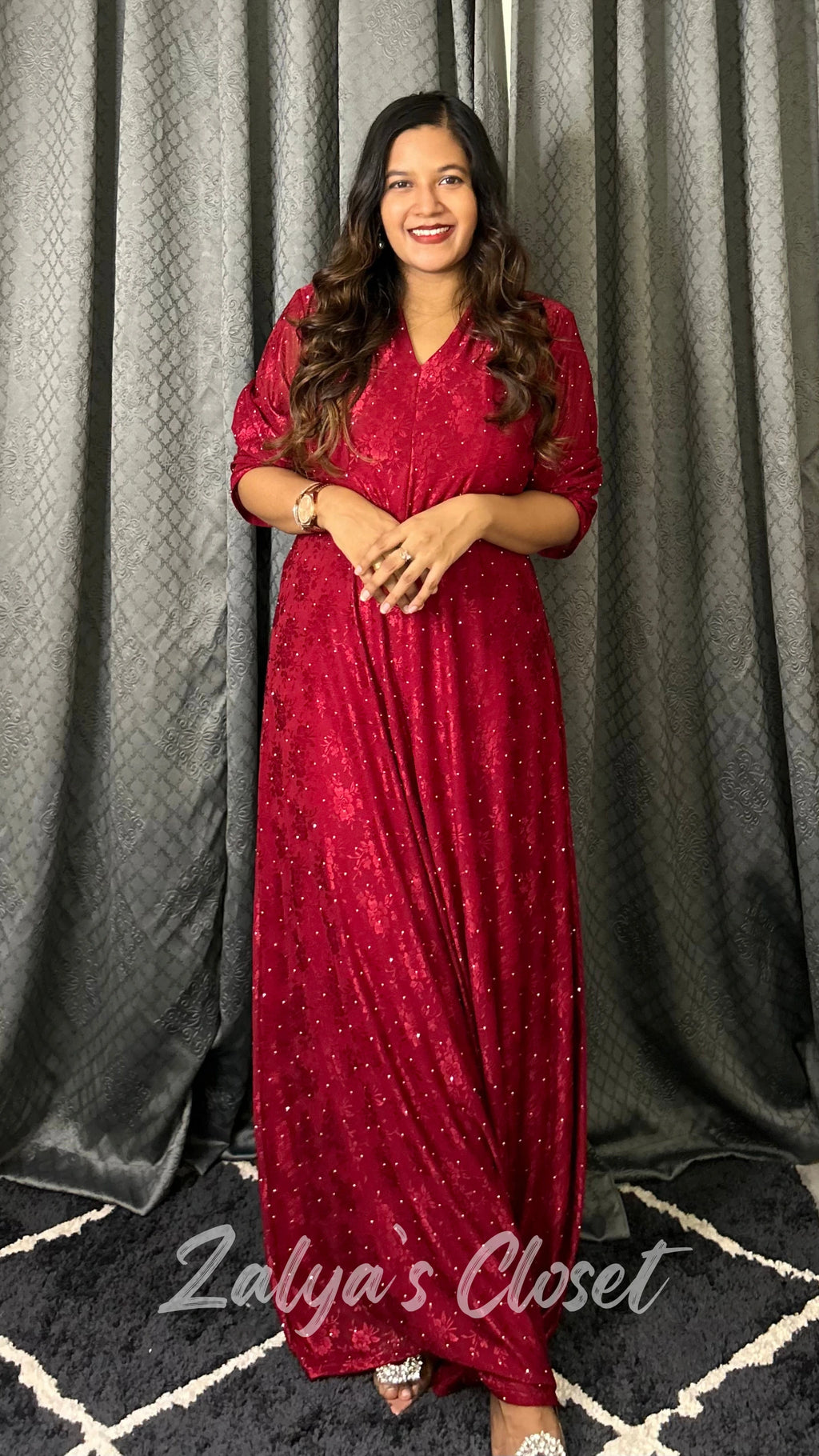 Stone Work Party Wear Gown With Belt