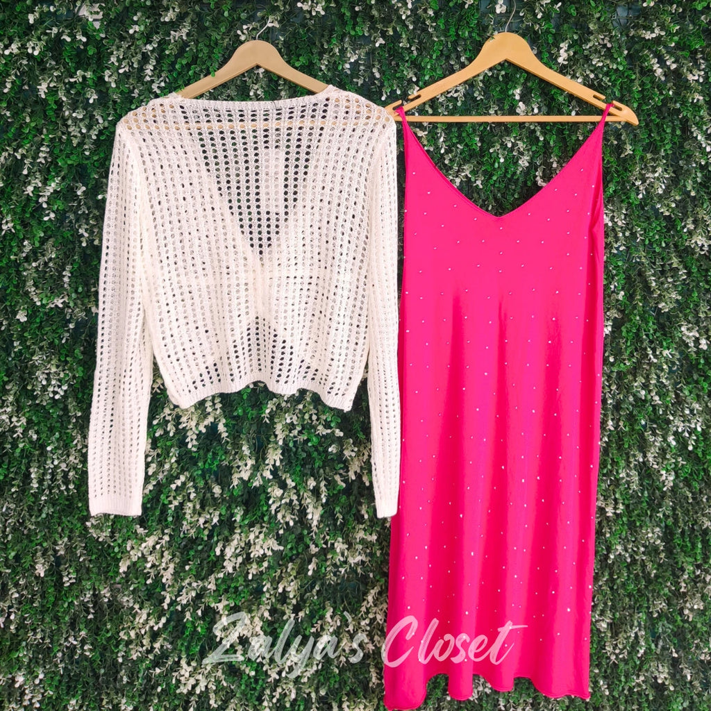 Stone Work Slip Dress with Crochet top