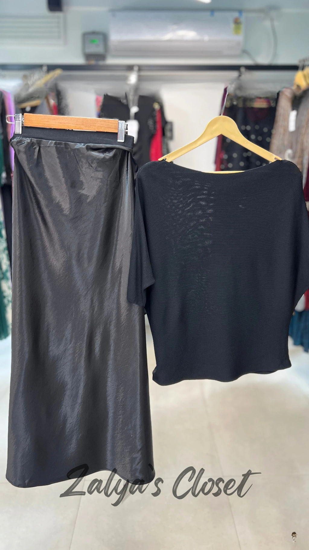 Top and Satin Skirt Imported Co-ord Set