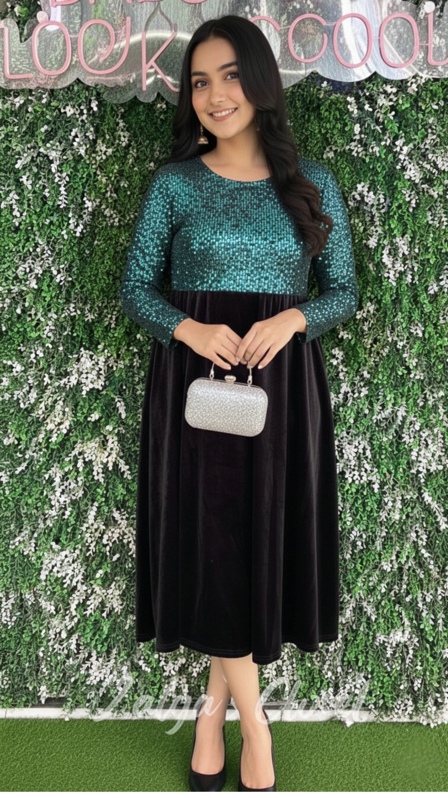 Top Imported Shimmer Velvet Imported Party Wear Dress