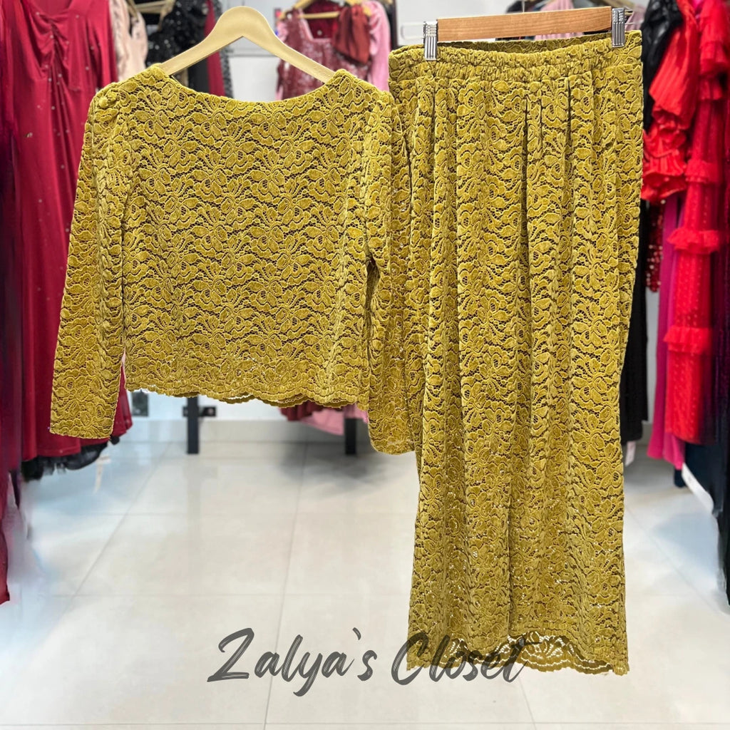 Velvet Lace Top and Skirt Set