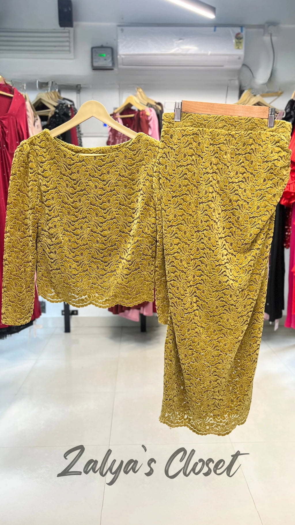 Velvet Lace Top and Skirt Set