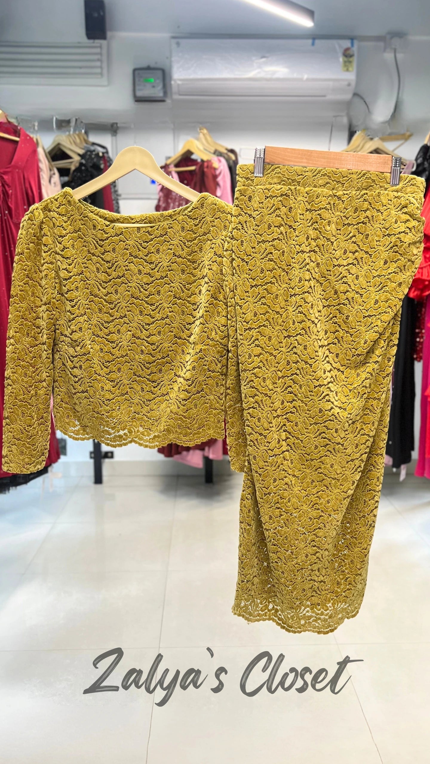 Velvet Lace Top and Skirt Set