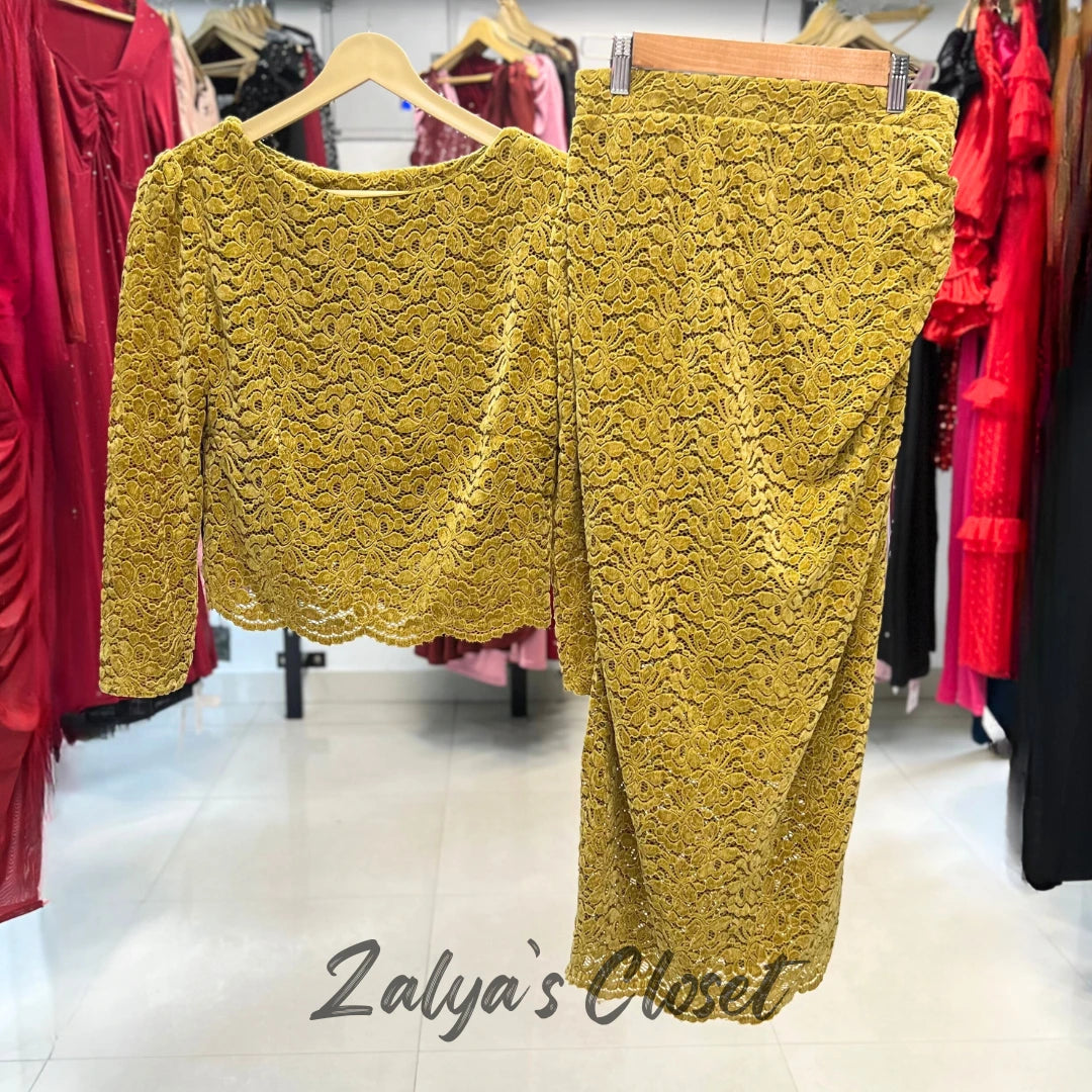 Velvet Lace Top and Skirt Set