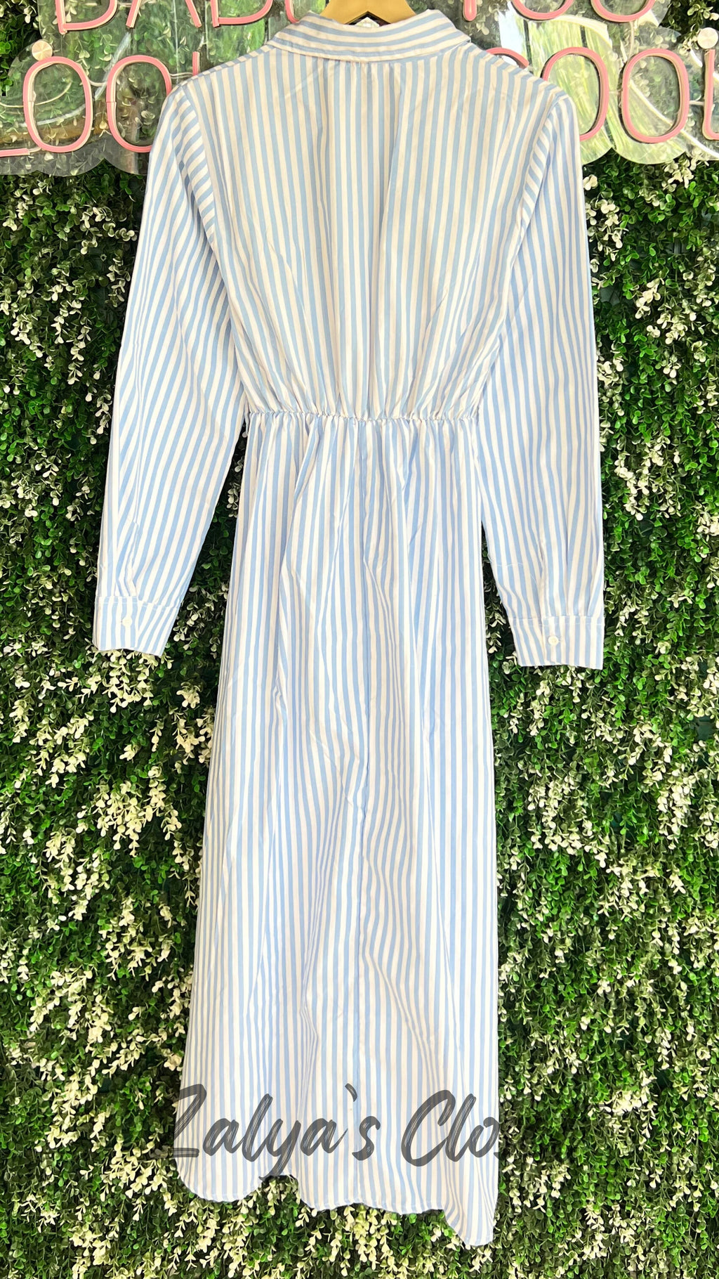 Vertical Striped Dress with Belt