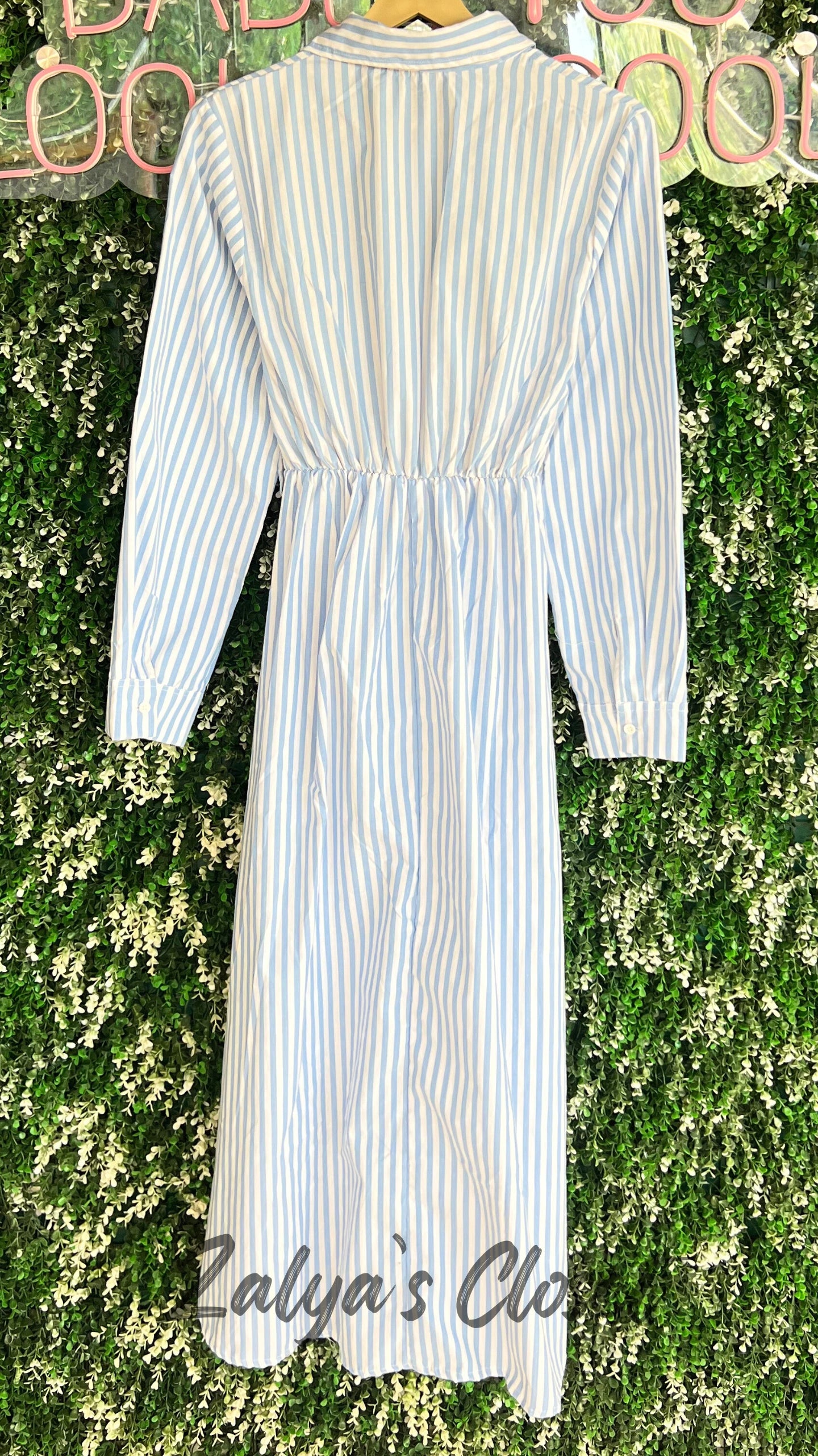 Vertical Striped Dress with Belt