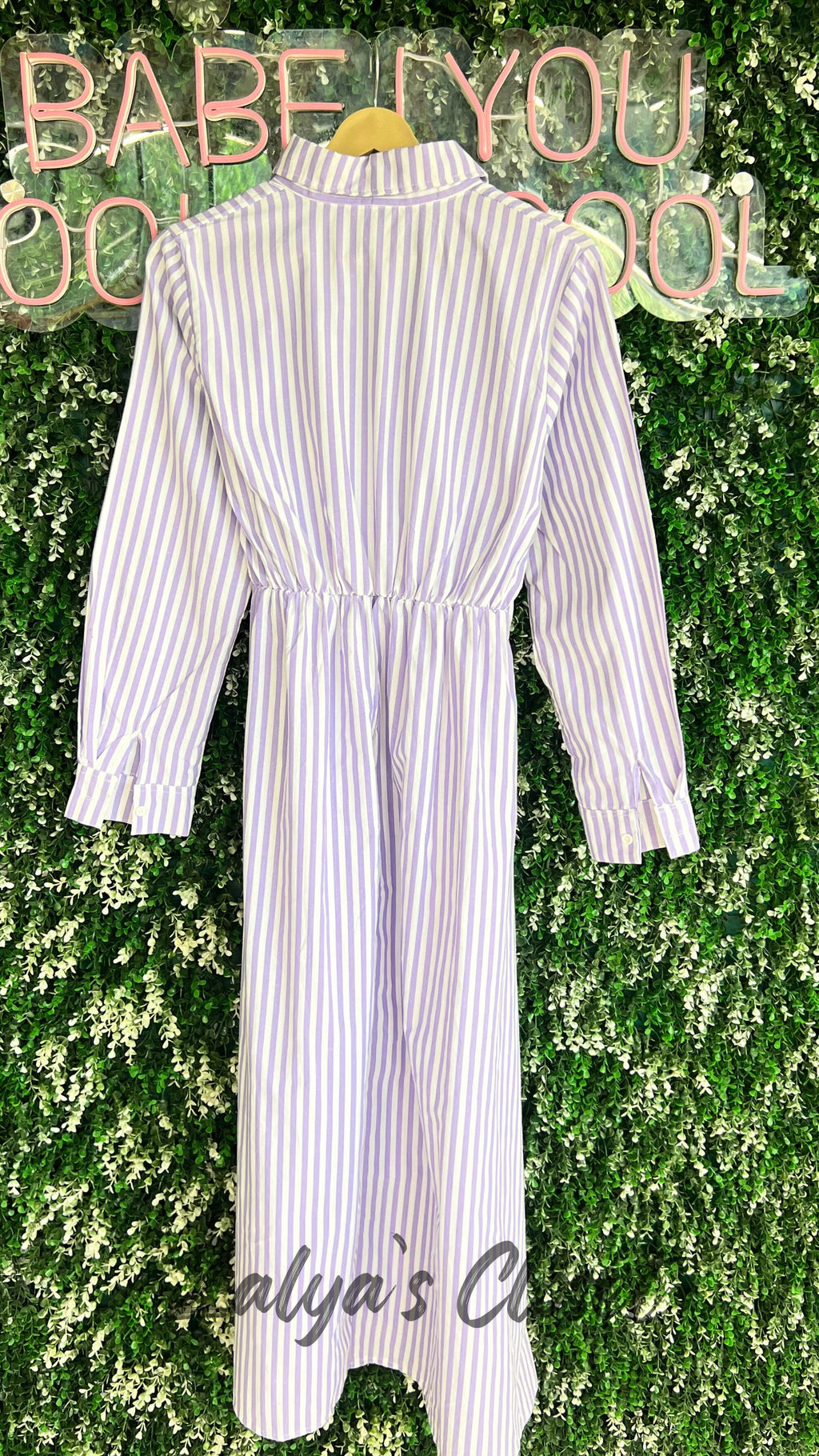 Vertical Striped Dress with Belt