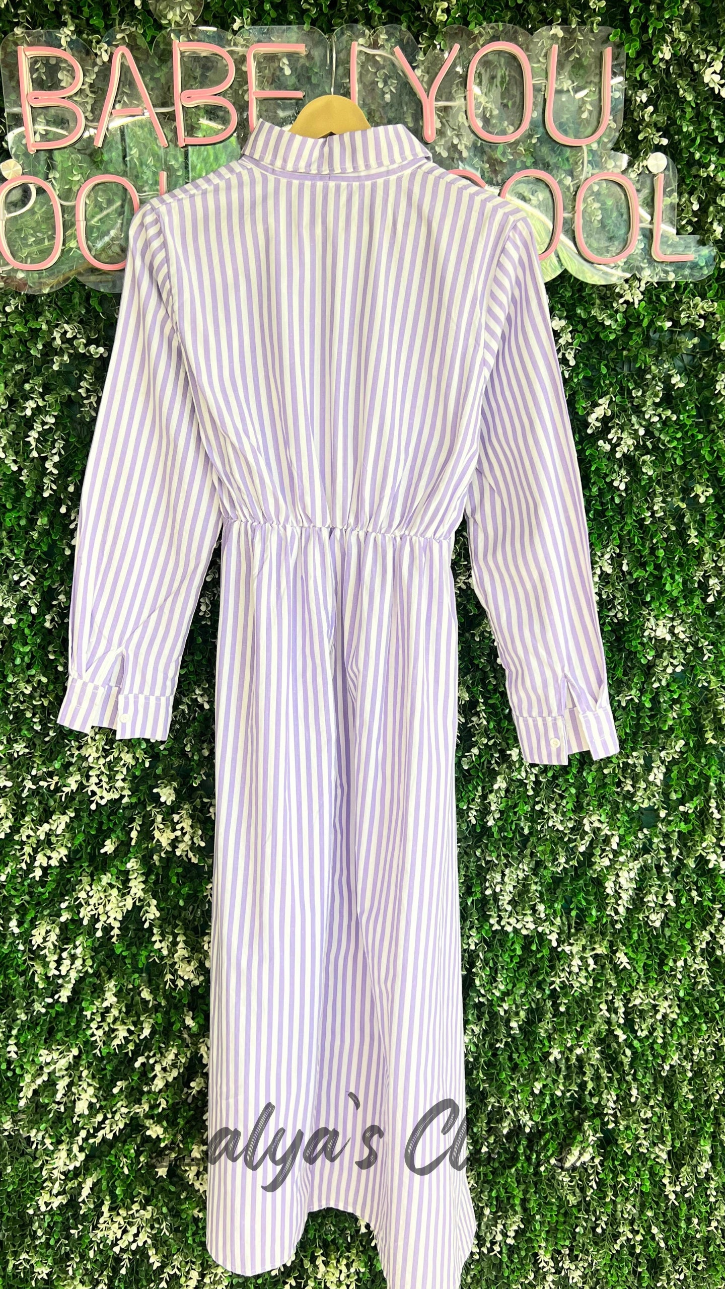 Vertical Striped Dress with Belt