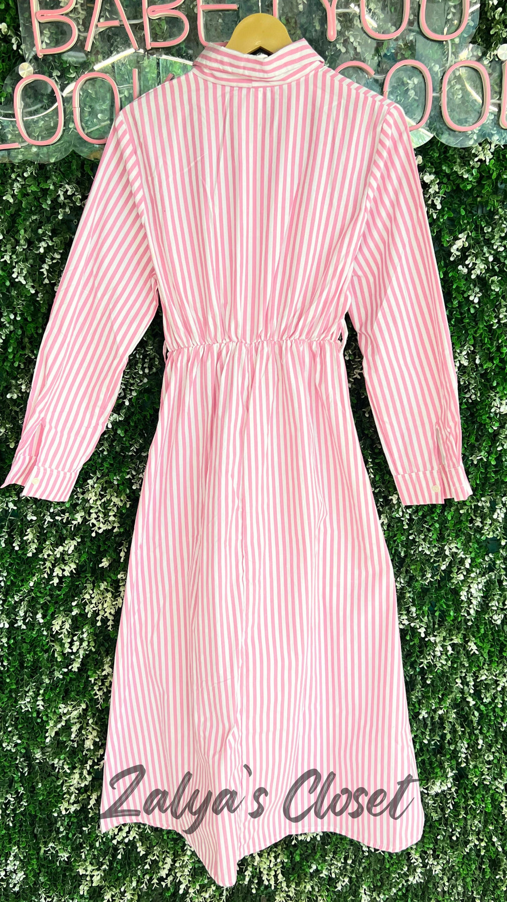 Vertical Striped Dress with Belt