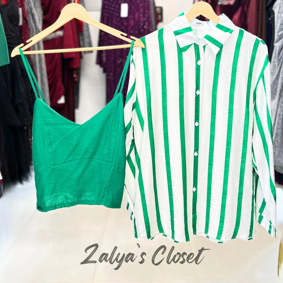 Vertical Striped Shirt Imported with Inner