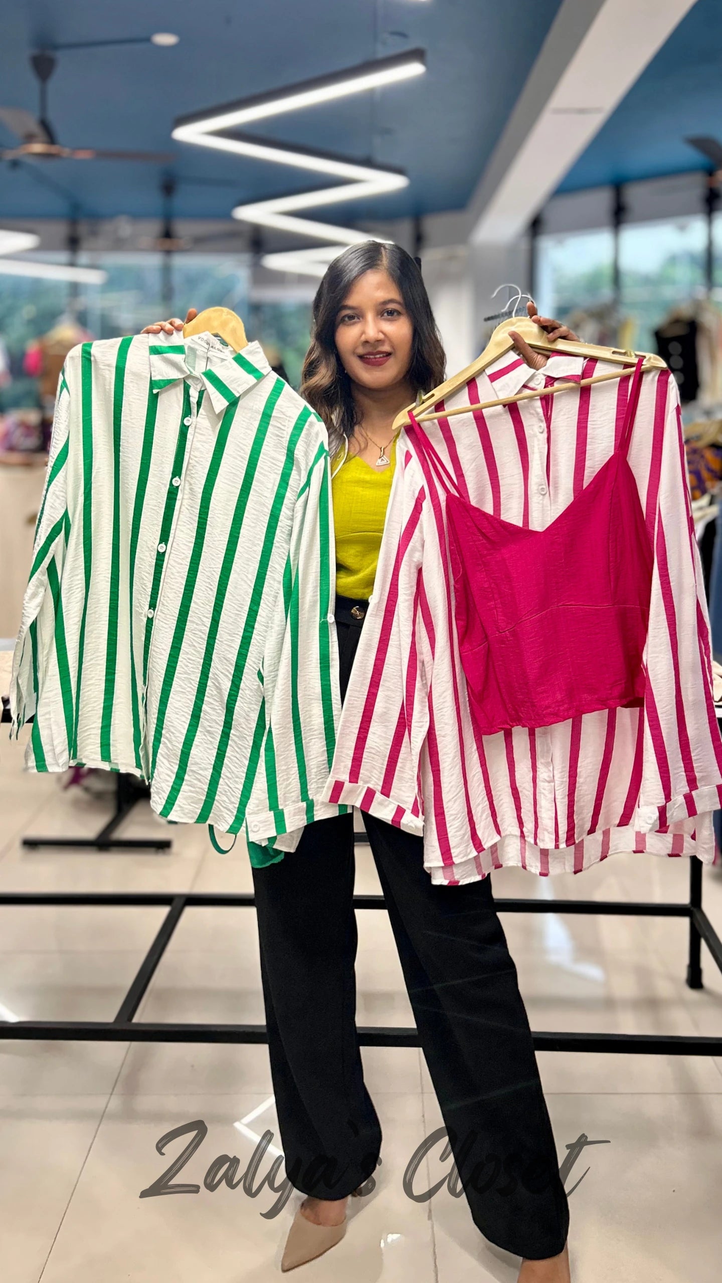 Vertical Striped Shirt Imported with Inner