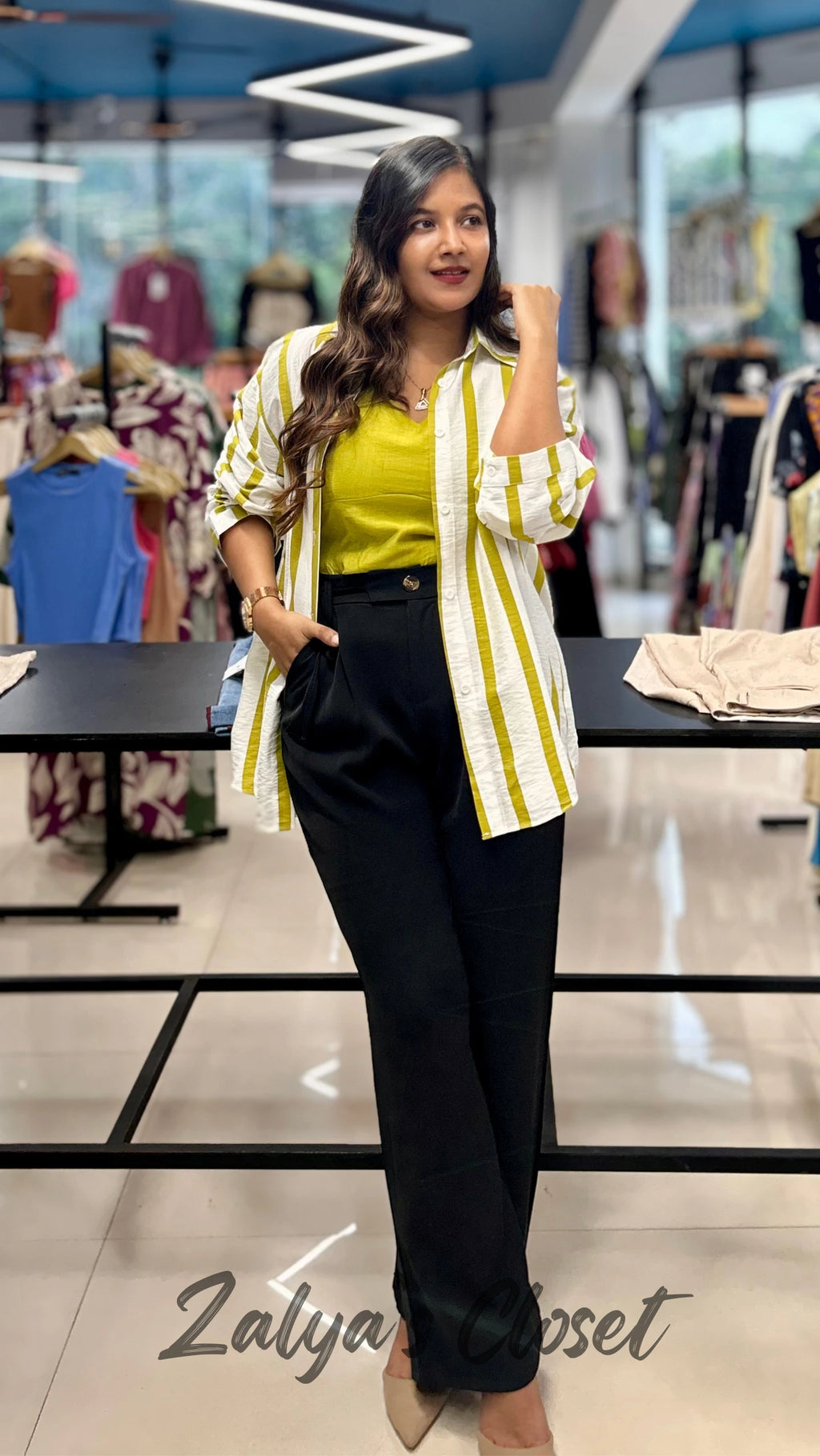 Vertical Striped Shirt Imported with Inner