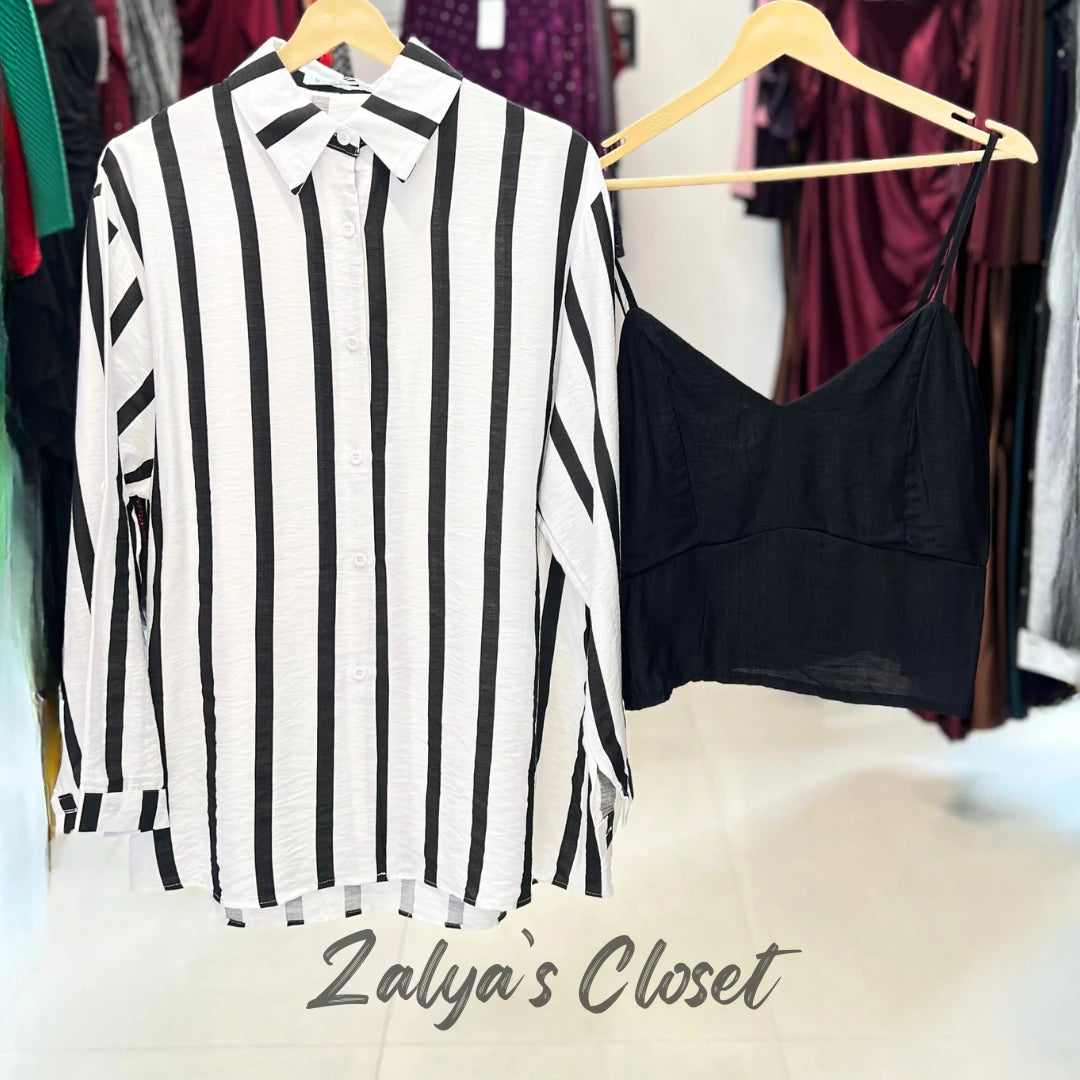 Vertical Striped Shirt Imported with Inner