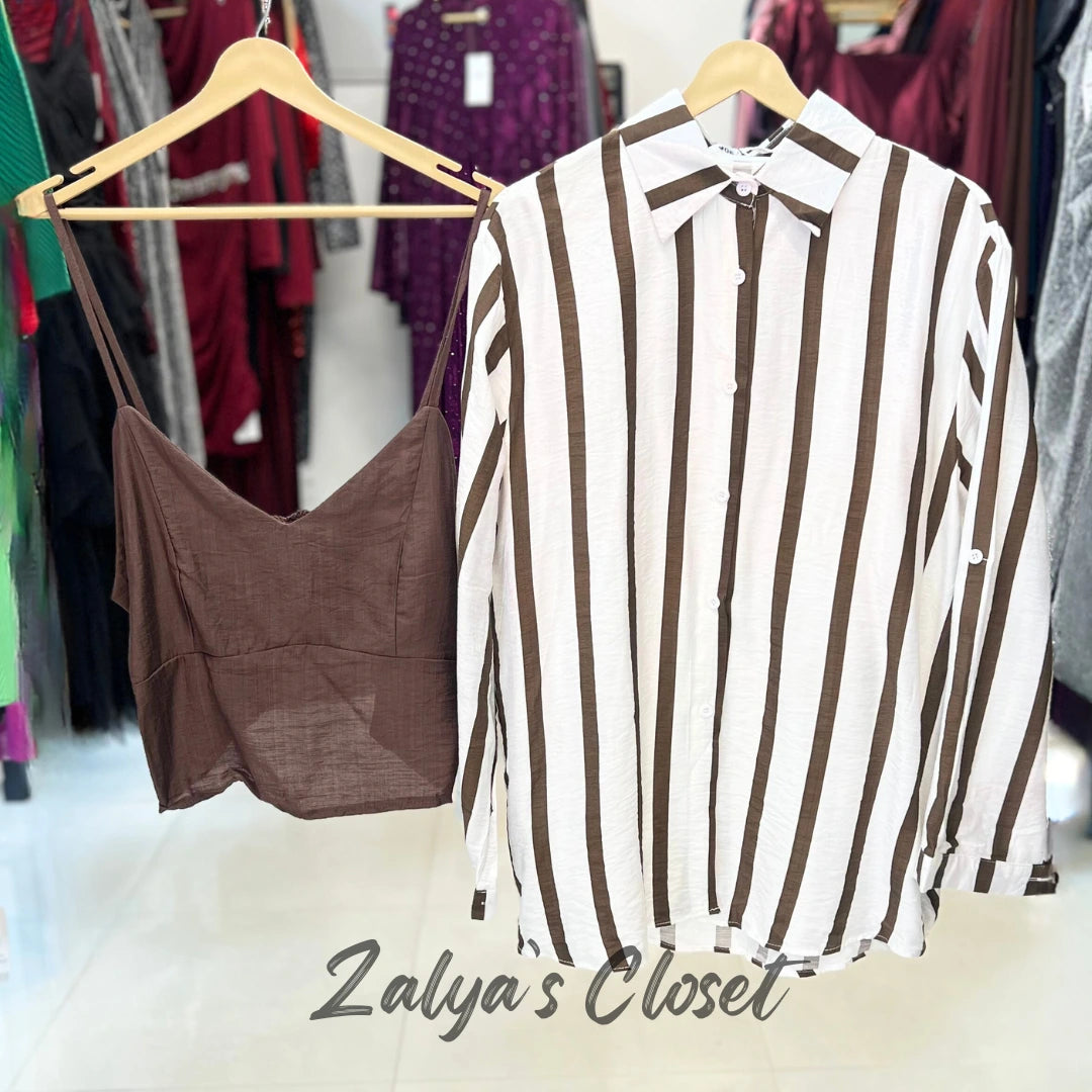 Vertical Striped Shirt Imported with Inner