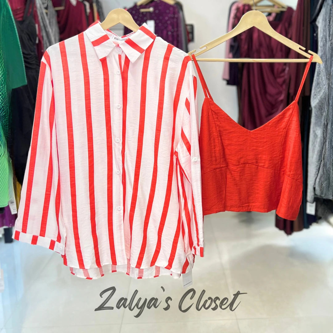 Vertical Striped Shirt Imported with Inner
