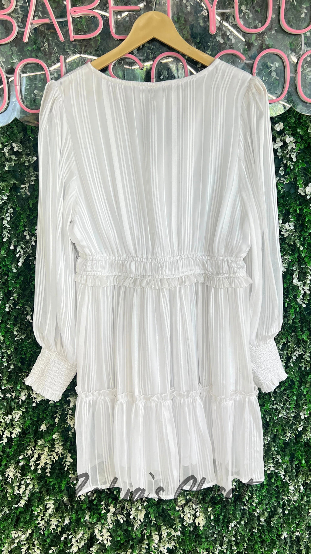 White Lurex Tiered Mini Dress