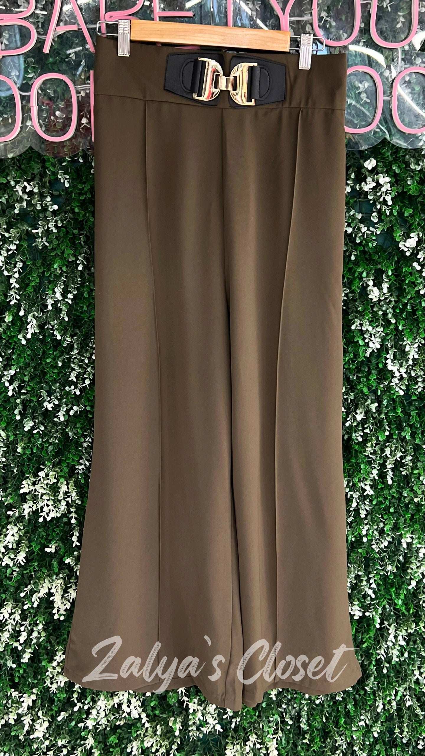 Wide Leg Pants With Belt Attached