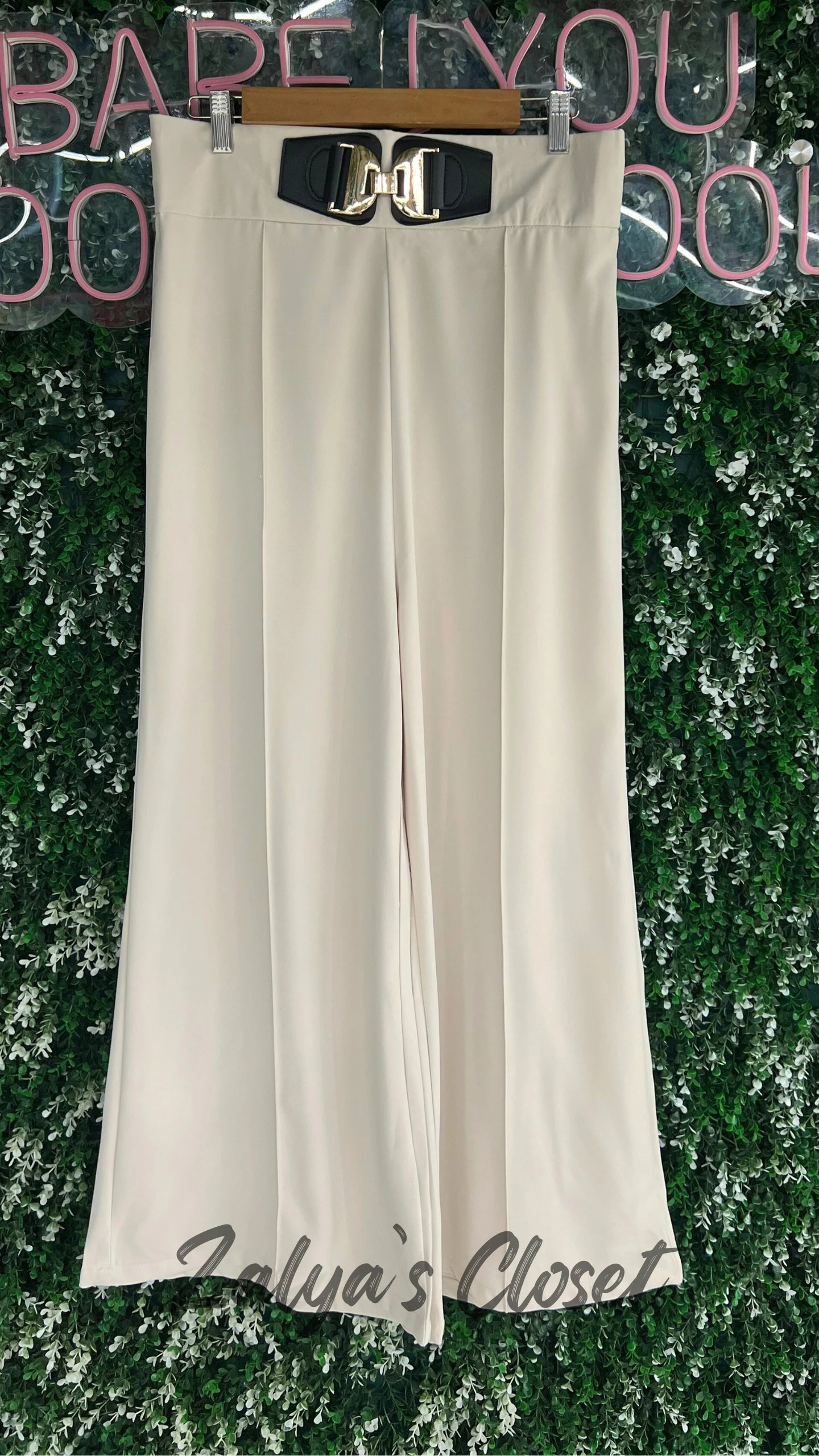 Wide Leg Pants With Belt Attached